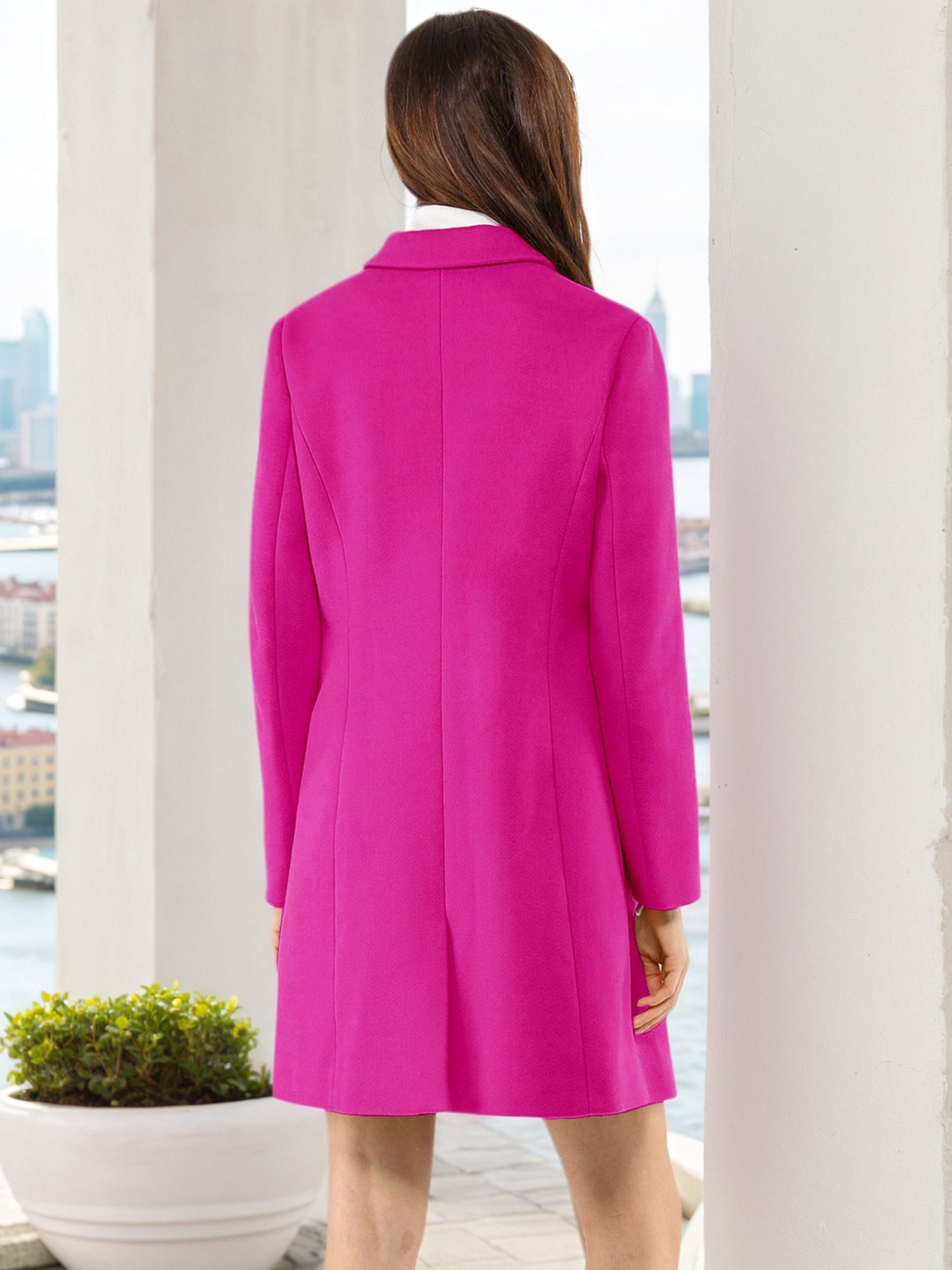 Notched Lapel Single Breasted Outwear Winter Pea Coat
