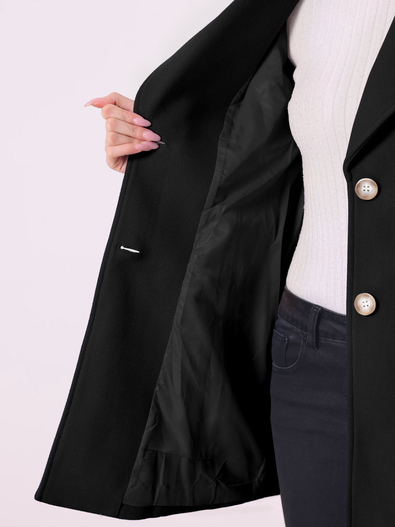 Elegant Notched Shawl Collar Single Breasted Winter Long Coat