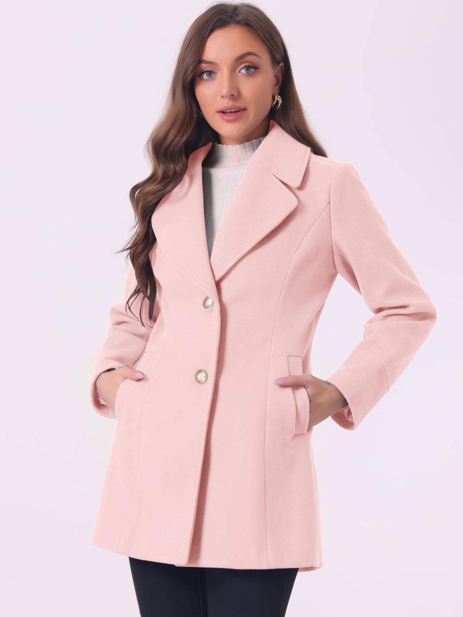 Elegant Notched Shawl Collar Single Breasted Winter Long Coat