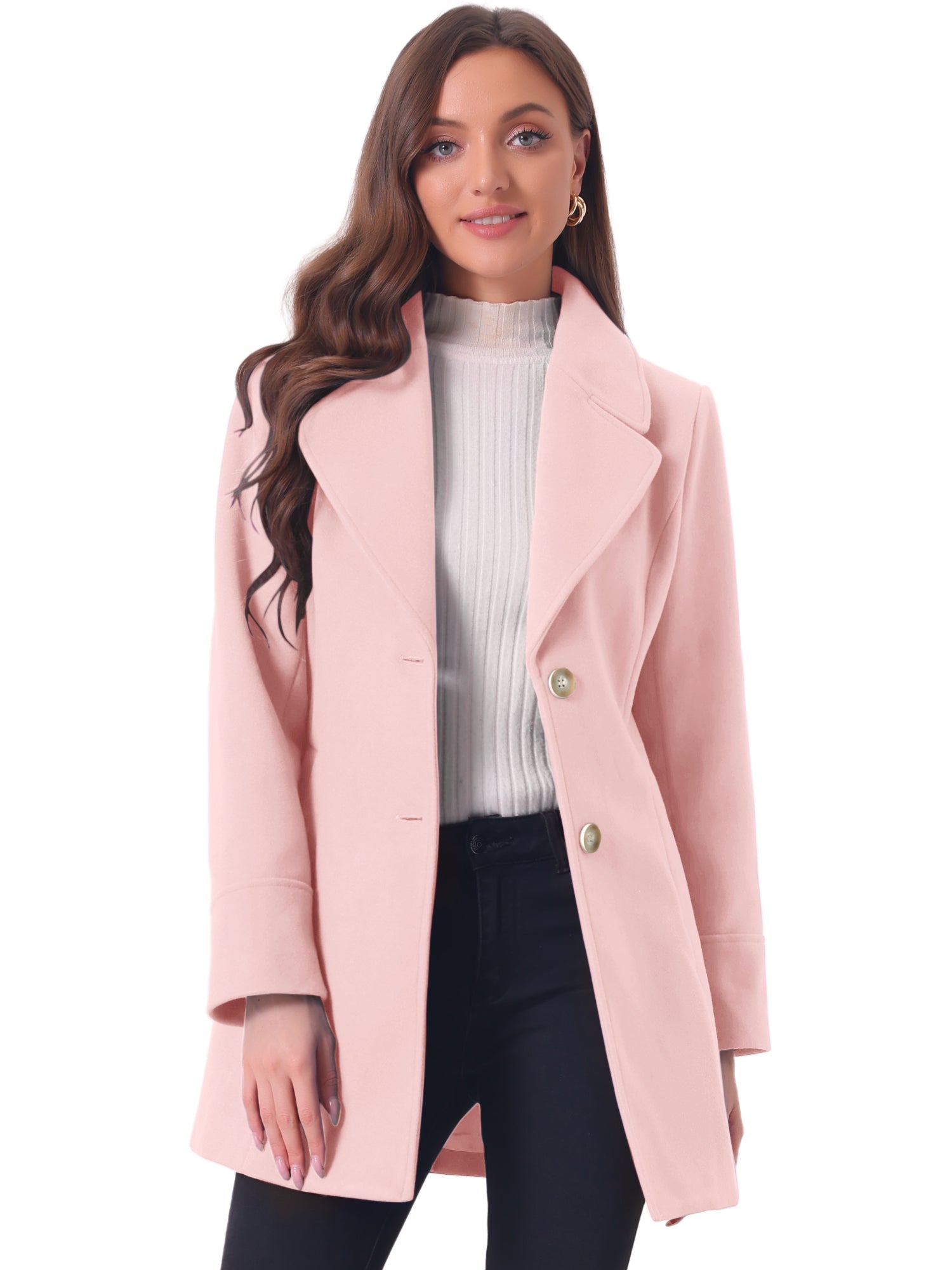 Elegant Notched Shawl Collar Single Breasted Winter Long Coat