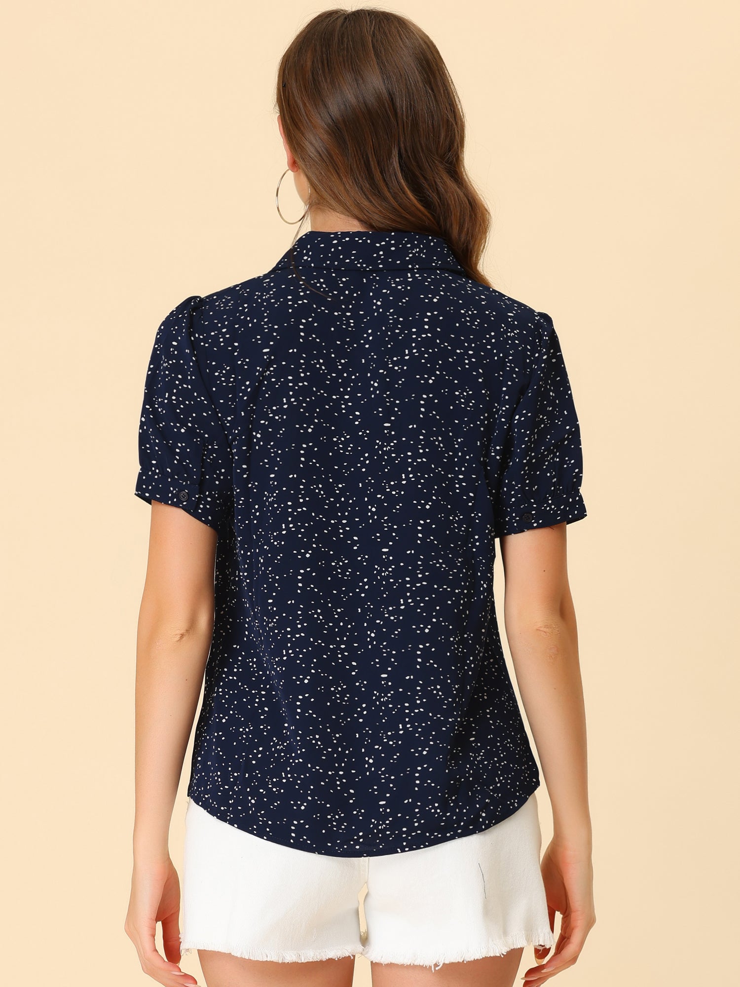 Retro Dots Bow Tie Peter Pan Collar Chiffon Blouse
