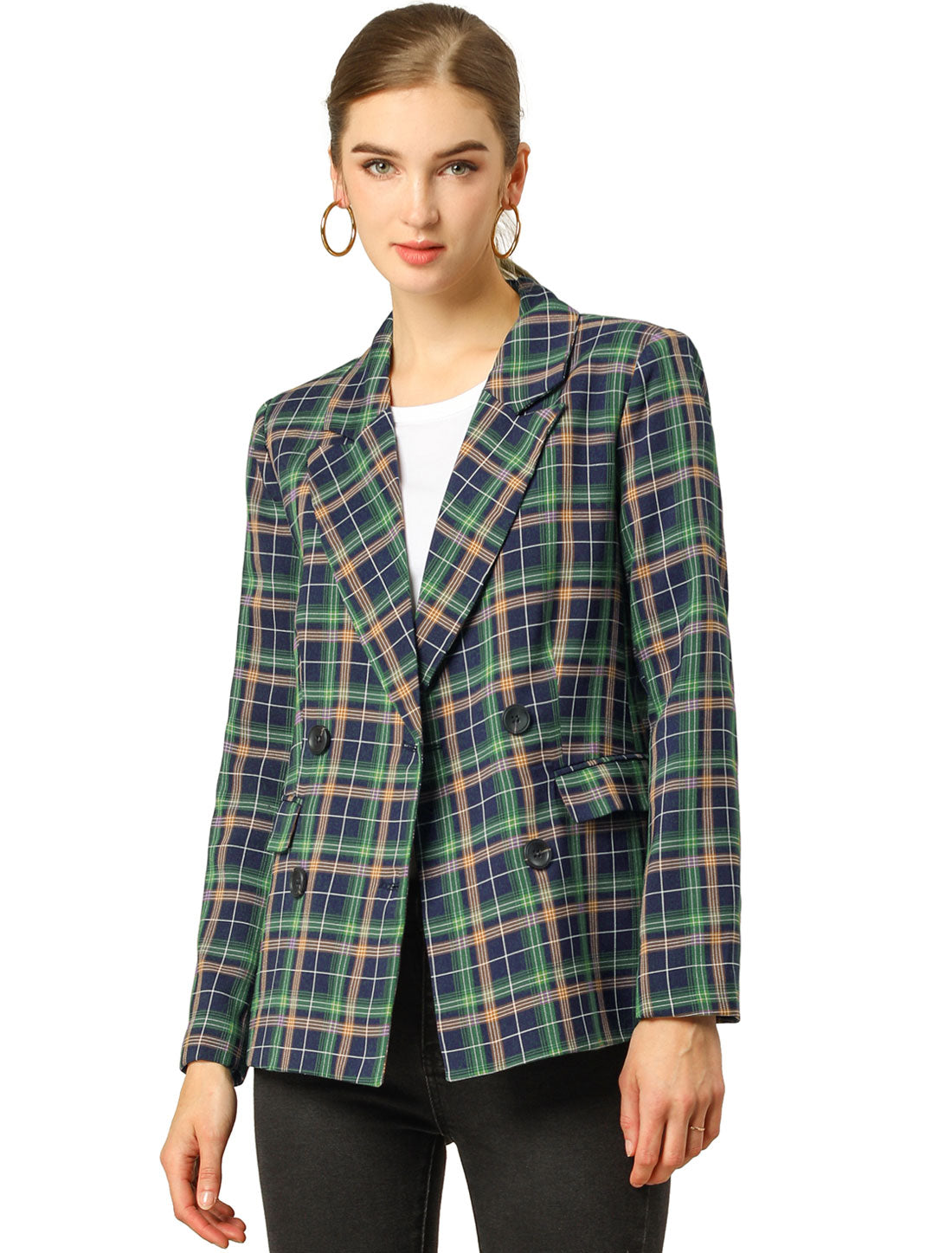 Notched Lapel Double Breasted Work Formal Blazer