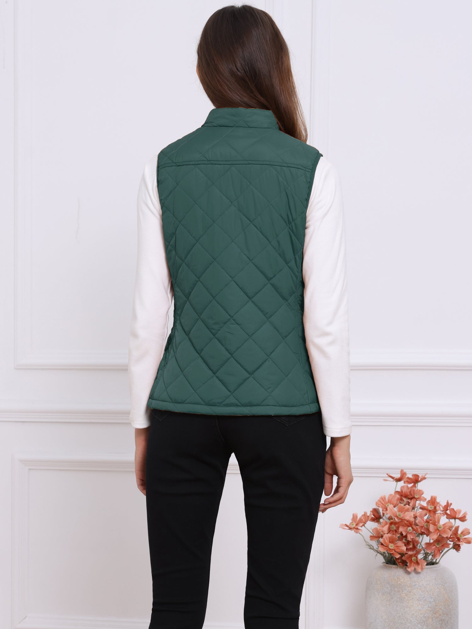 Stand Collar Lightweight Gilet Quilted Zipper Vest