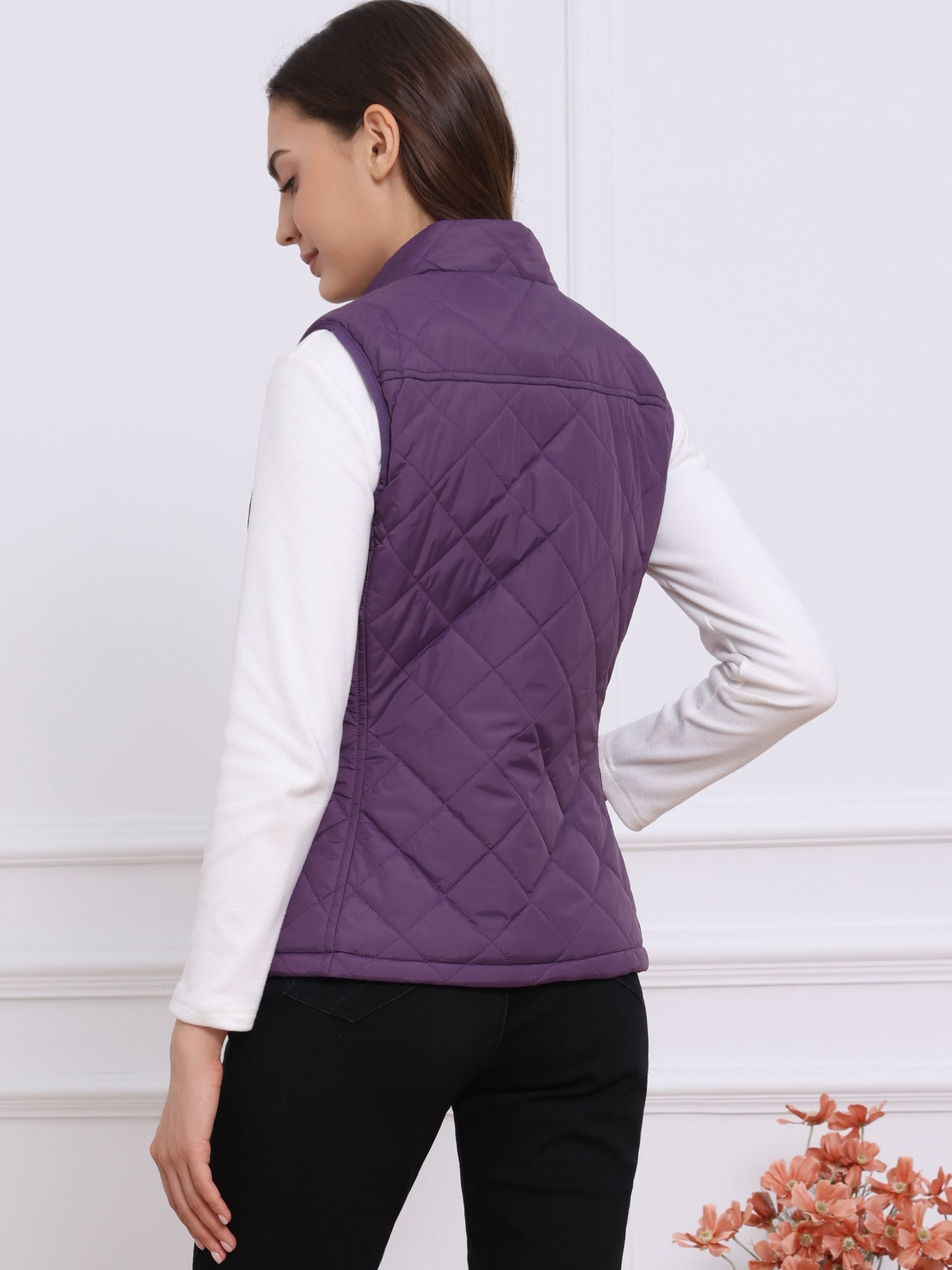 Stand Collar Lightweight Gilet Quilted Zipper Vest
