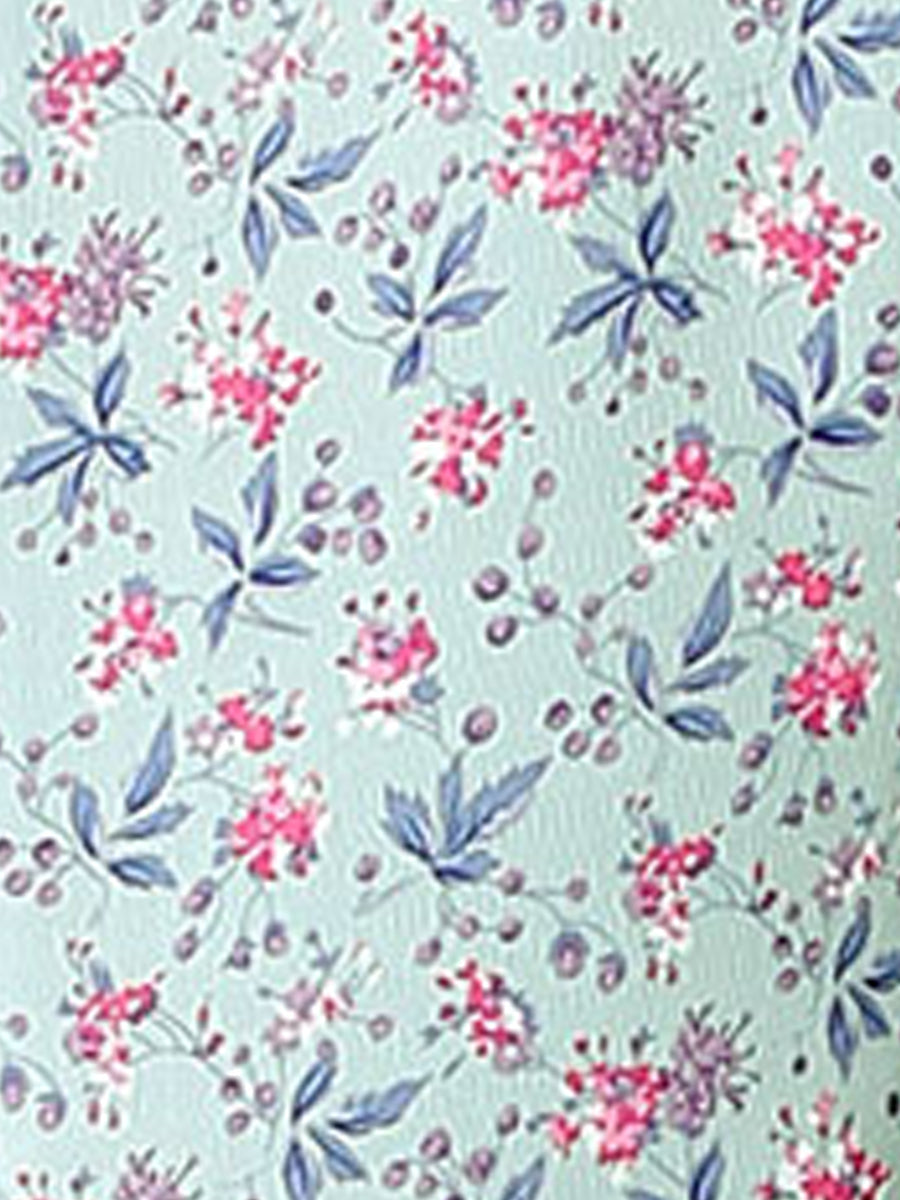 Button Down Floral Long Sleeve Point Collar Blouse