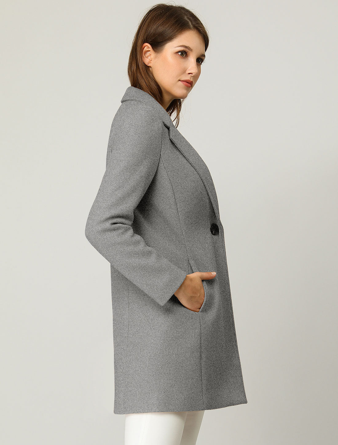 Classic Notched Lapel Long Sleeve Buttoned Coat