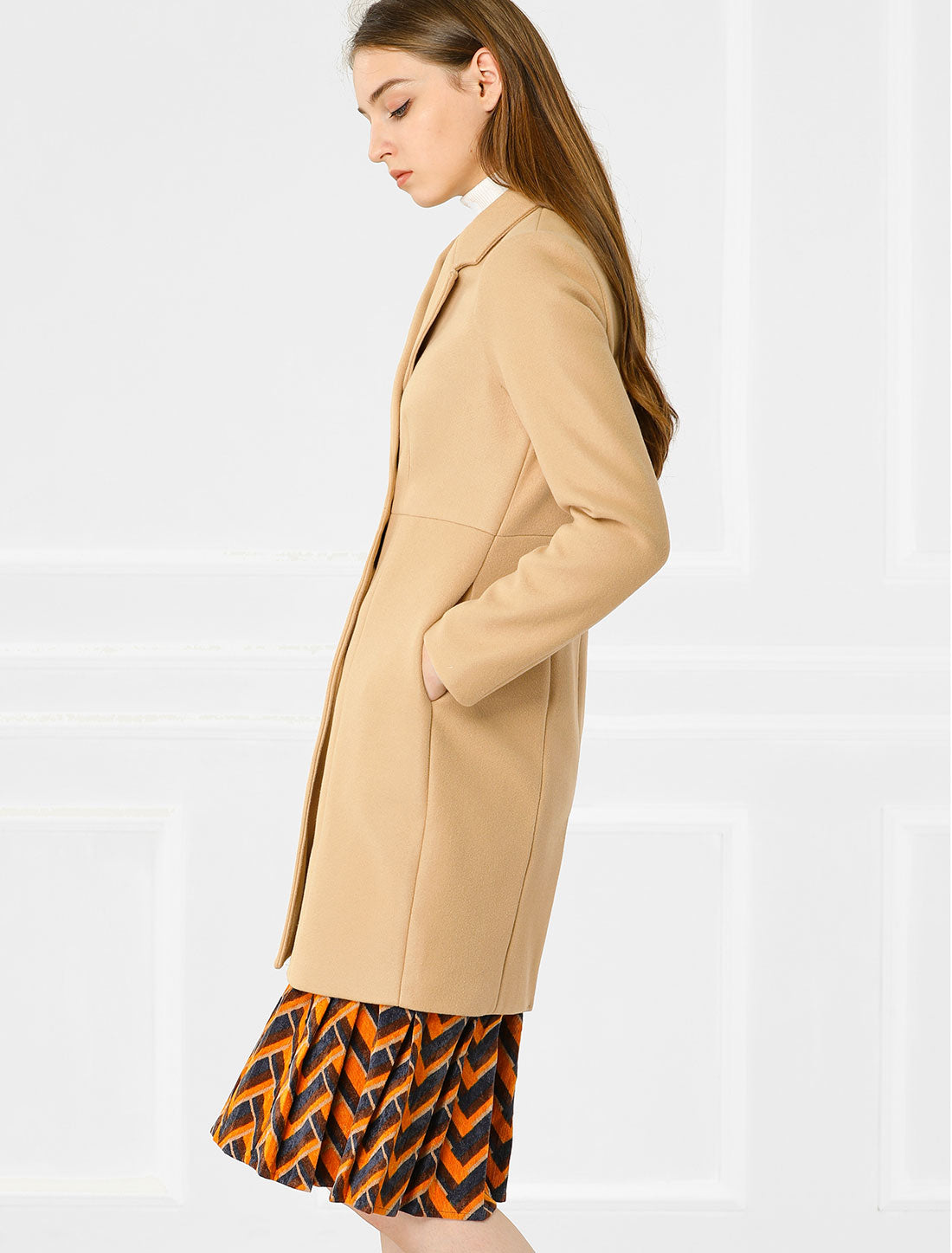 Notched Lapel Double Breasted Outwear Winter Long Coat