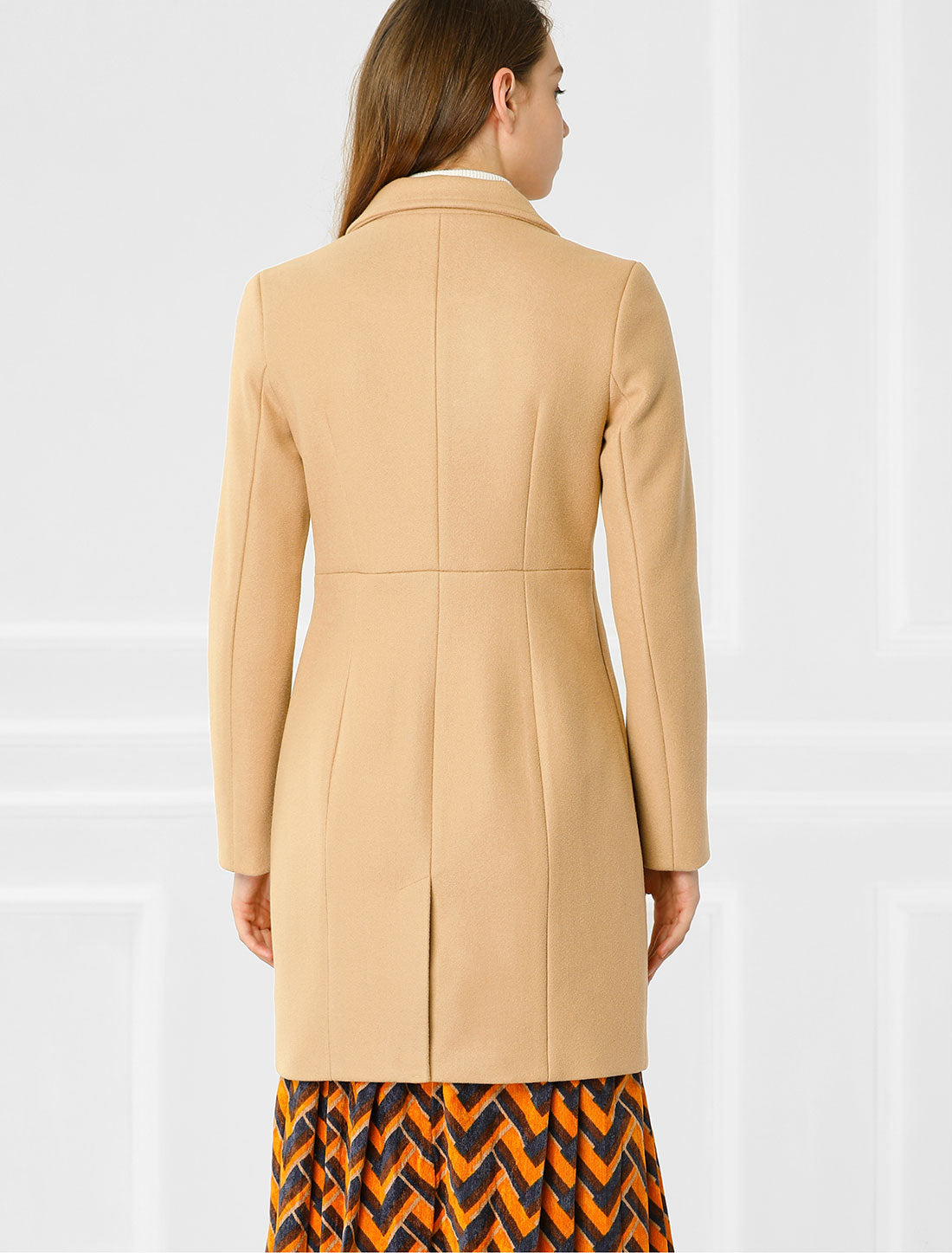 Notched Lapel Double Breasted Outwear Winter Long Coat