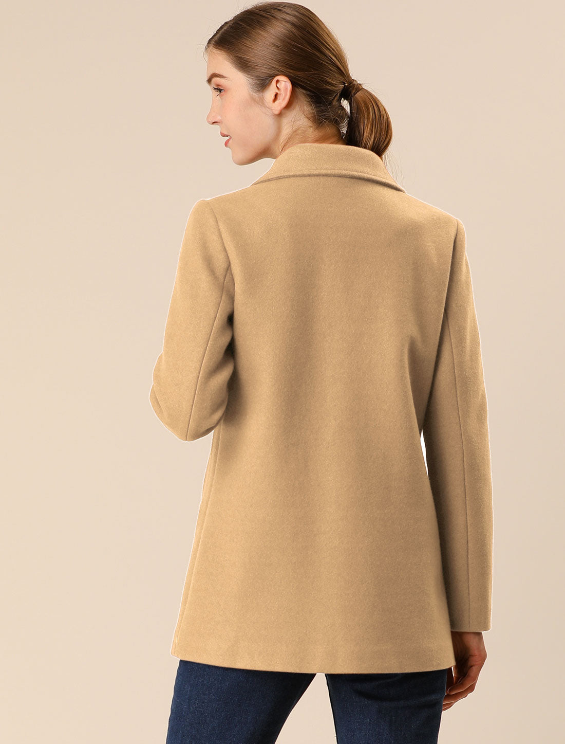 Long Sleeve Double Breasted Button Winter Outerwear Pea Coat