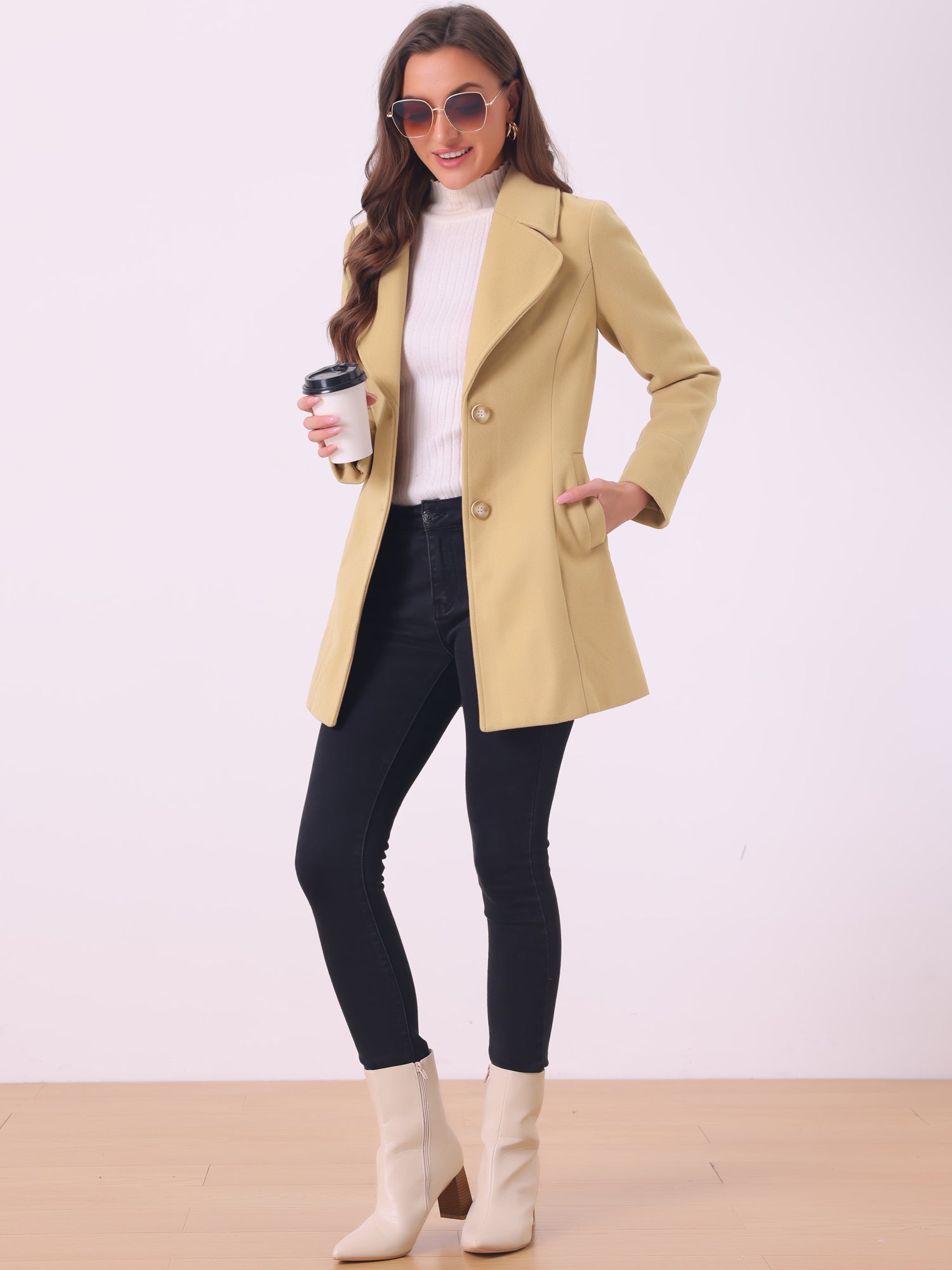 Elegant Notched Shawl Collar Single Breasted Winter Long Coat
