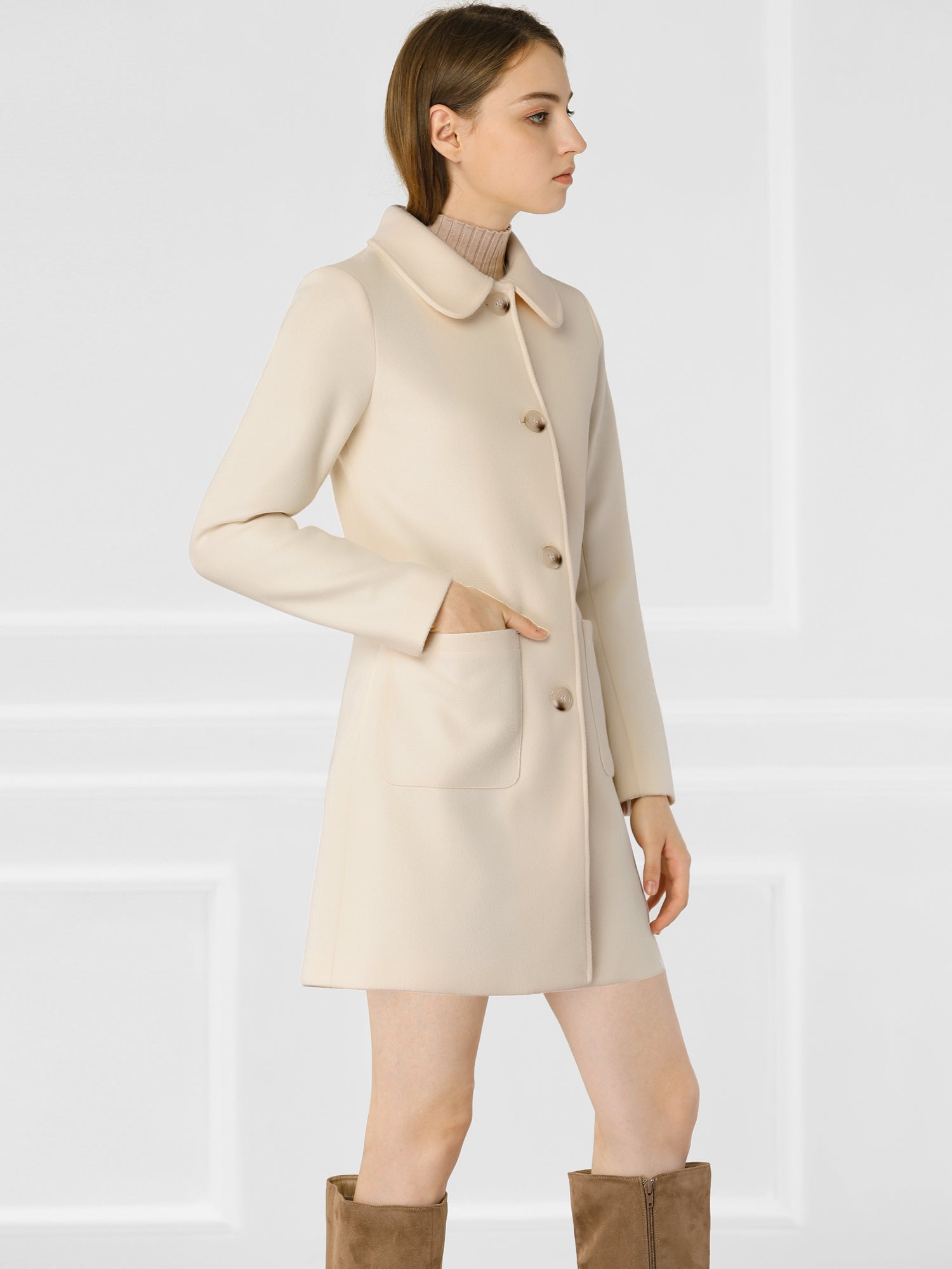 Turn Down Collar Single Breasted Winter Outwear Trench Coat