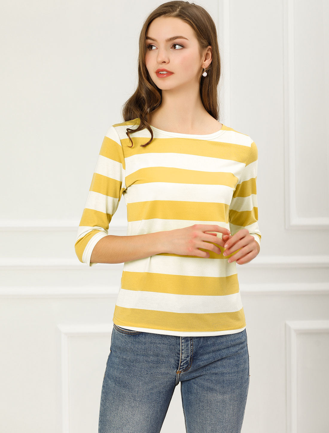 Halloween 3/4 Sleeve T-shirt Casual Boat Neck Slim Fit Tee