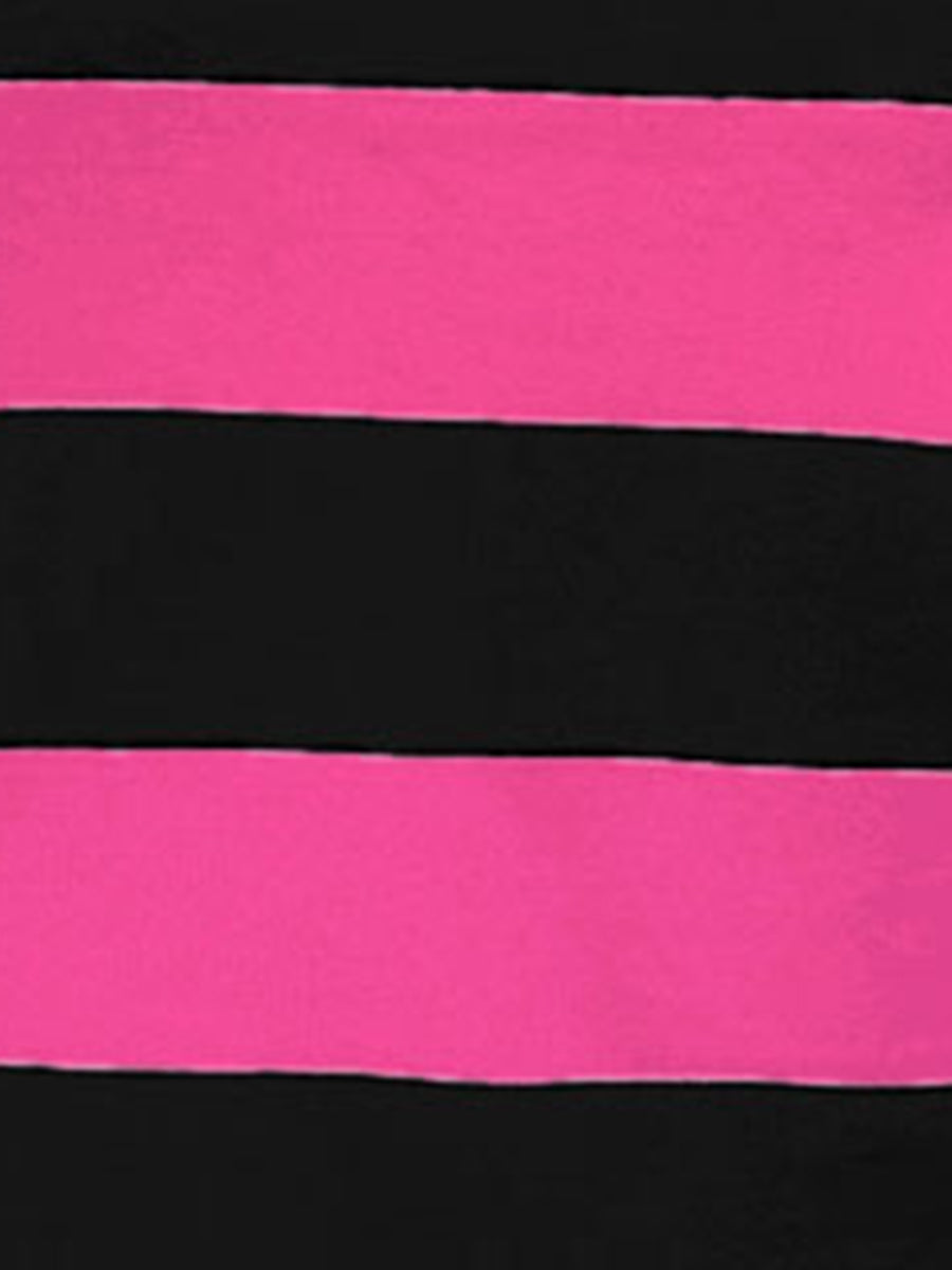 Striped 3/4 Sleeve Casual Basic Boat Neck T-shirt