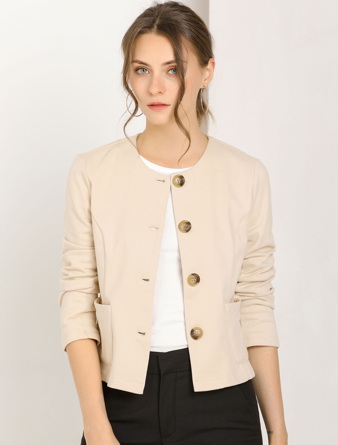 Fall Casual Jacket Elegant Button Front Work Office Blazer