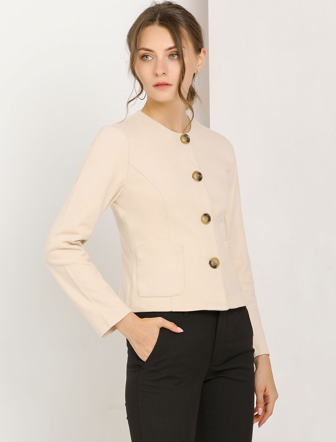 Fall Casual Jacket Elegant Button Front Work Office Blazer