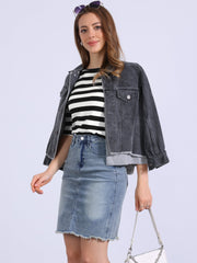 Striped 3/4 Sleeve Round Neck Casual T-Shirt