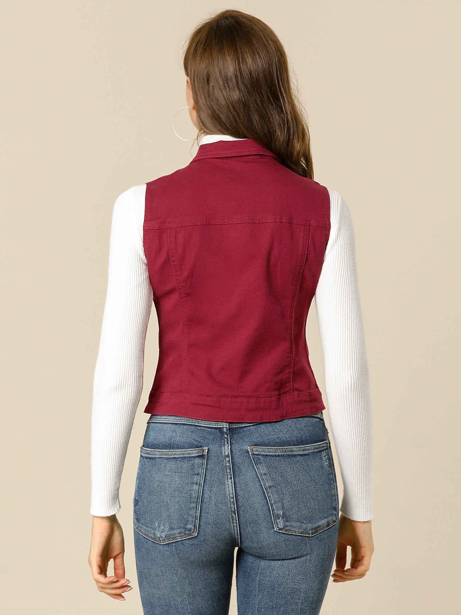 Buttoned Chest Flap Pocket Washed Denim Jacket Vest