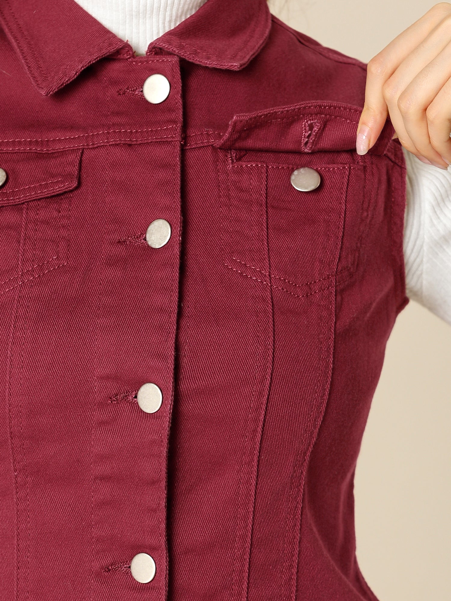 Buttoned Chest Flap Pocket Washed Denim Jacket Vest