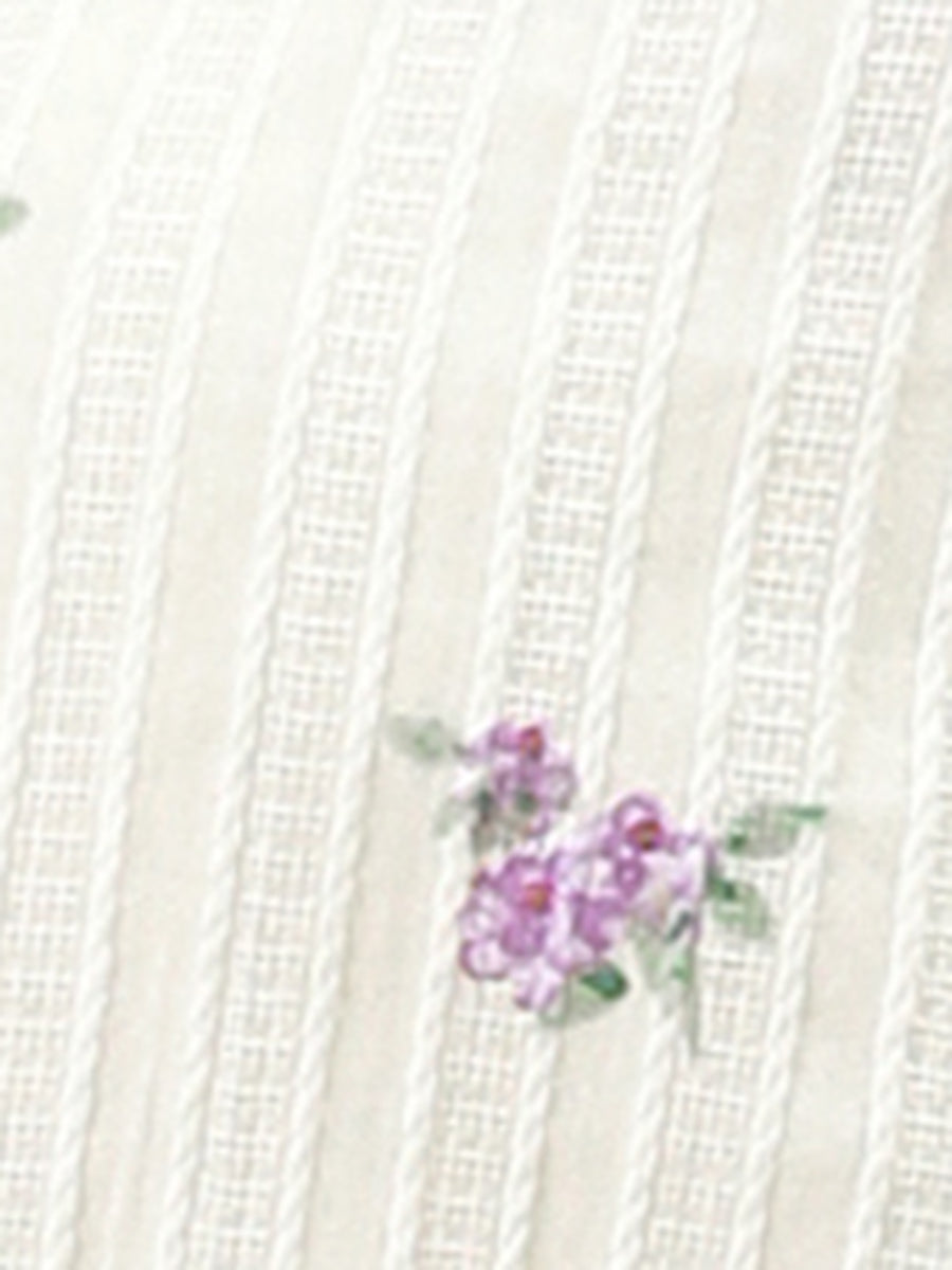 Floral Printed Peter Pan Collar Cotton Short Sleeve Shirt