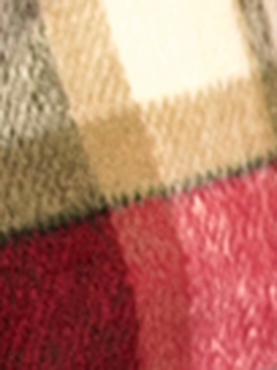 Belted Wrap Outerwear Shawl Collar Asymmetric Hem Plaid Coat