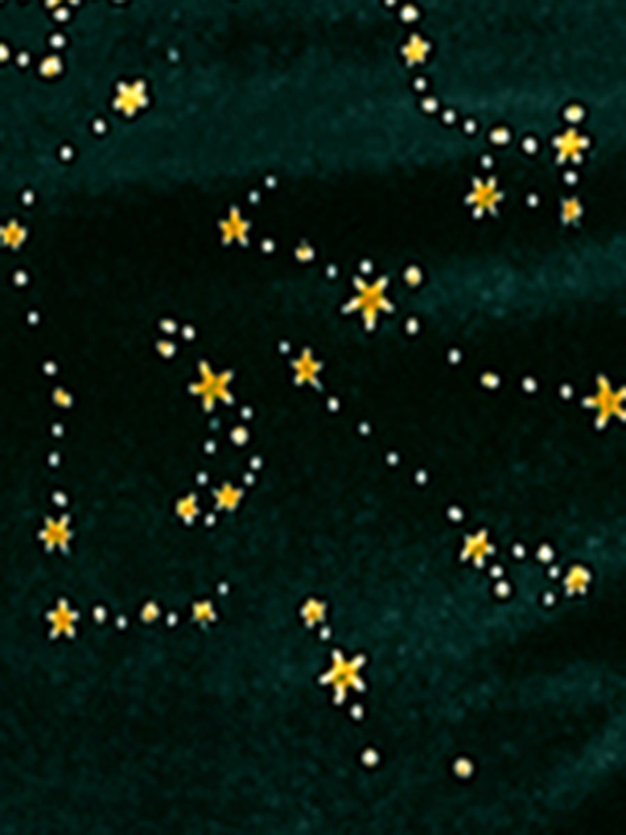 Christmas Stars Square Neck Vintage Velvet Mini Dress
