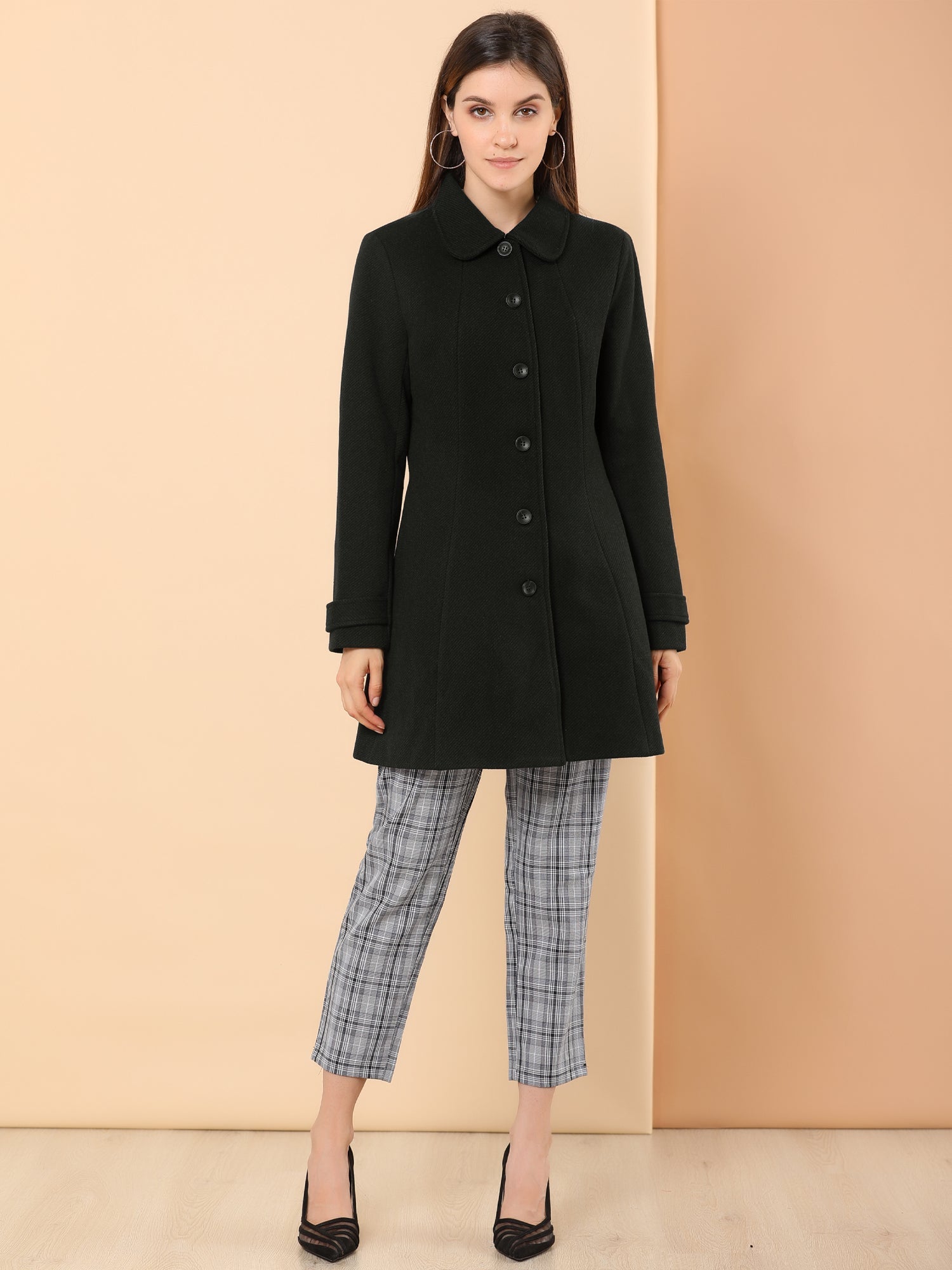 Peter Pan Collar Single Breasted Overcoat Winter Pea Coat