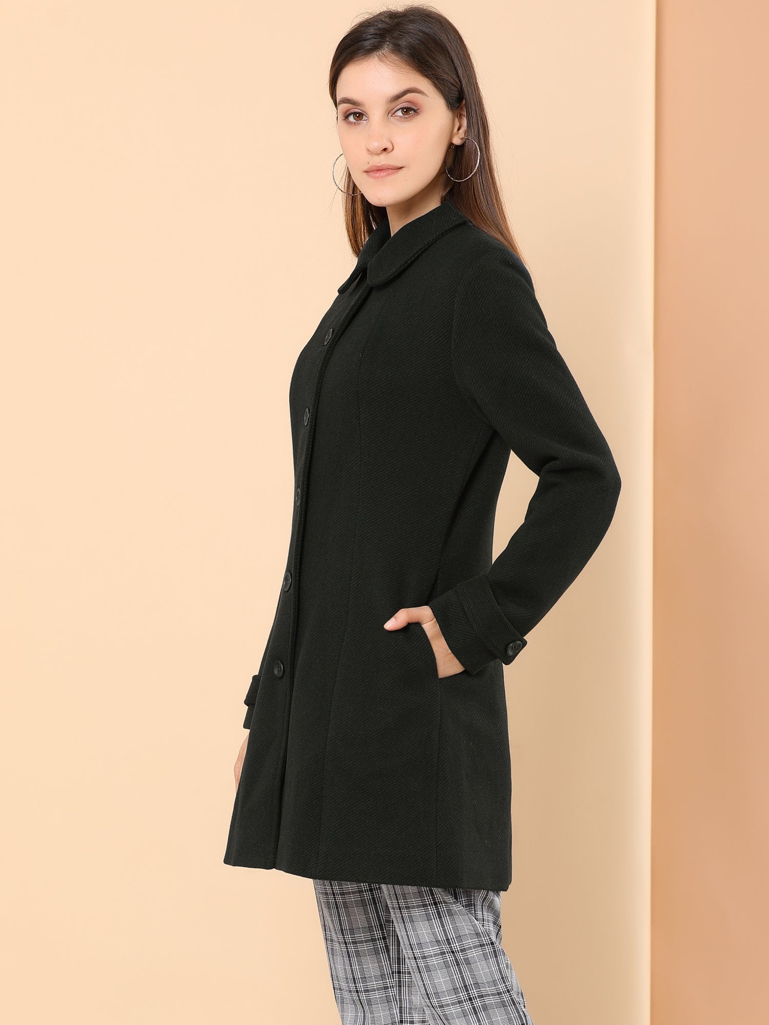 Peter Pan Collar Single Breasted Overcoat Winter Pea Coat