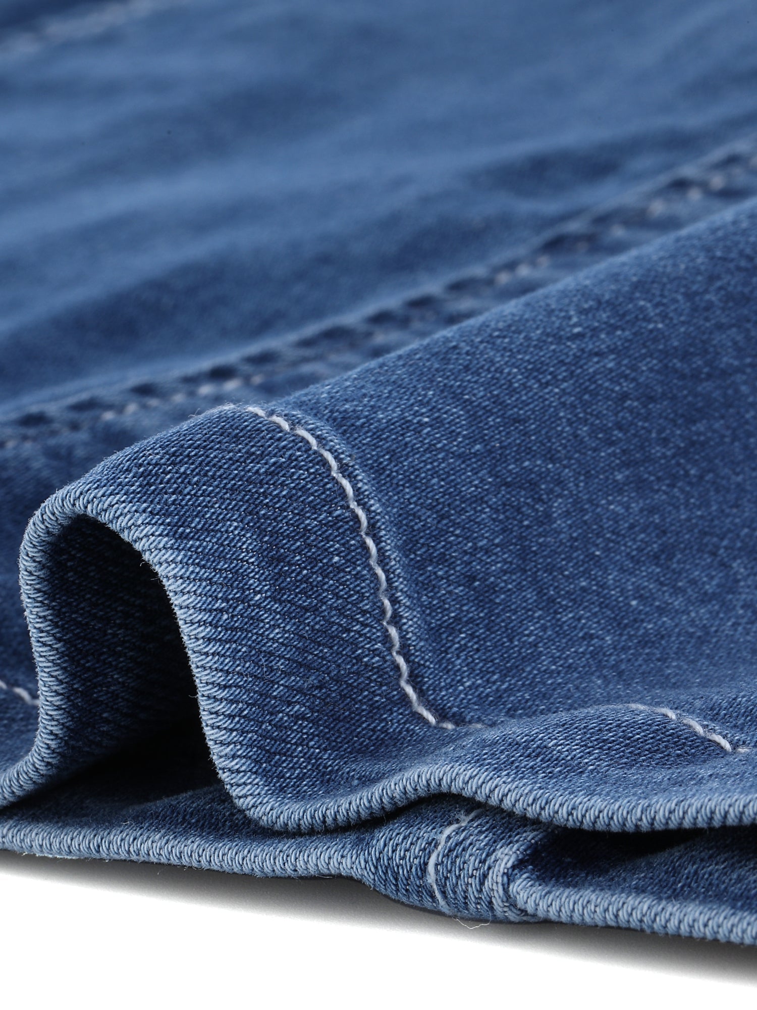 Button Down Collar V Neck Long Sleeve A-line Jean Denim Dress
