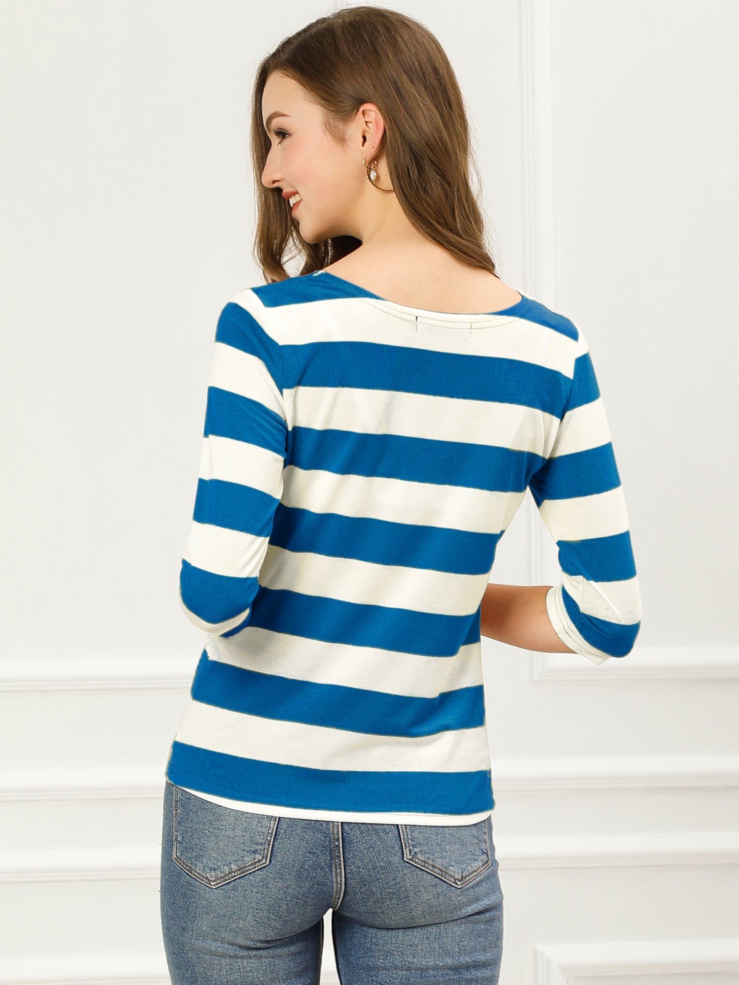 Halloween 3/4 Sleeve T-shirt Casual Boat Neck Slim Fit Tee