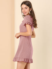 Plaid Gingham Ruffled Retro Peter Pan Collar Dress