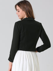 Notched Lapel Ruched Sleeve Business Cropped Jacket Blazer