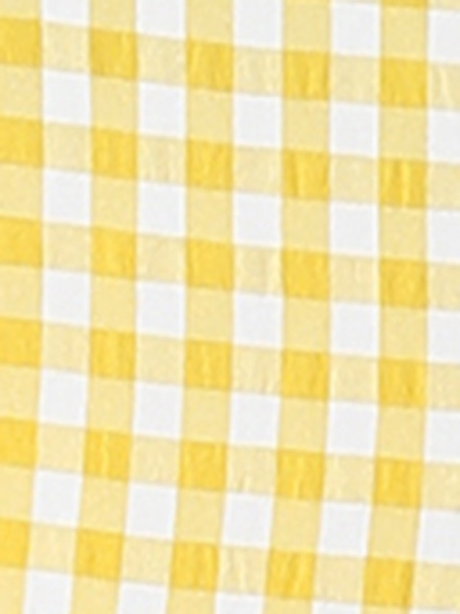 Summer Ruffle Neck Lace Panel Short Sleeve Check Gingham Dress