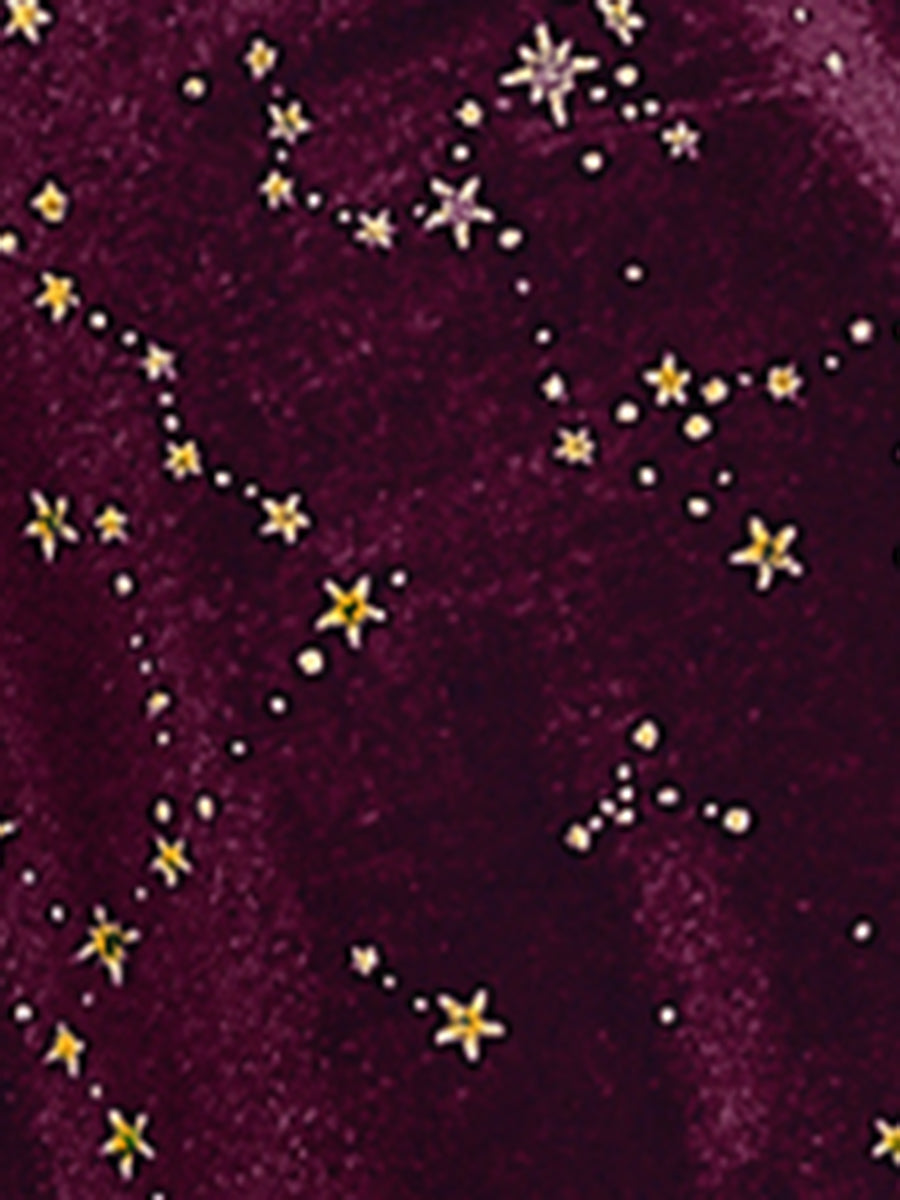 Christmas Stars Square Neck Vintage Velvet Mini Dress