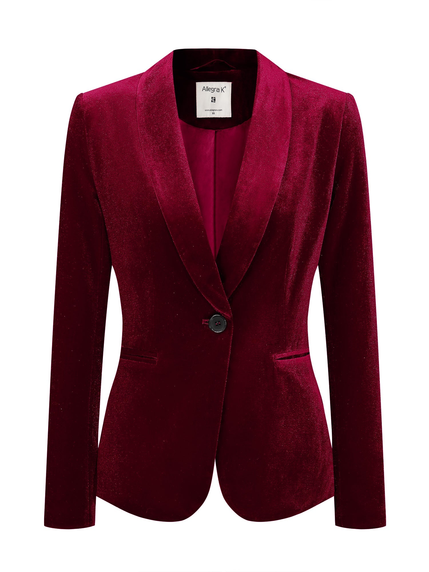 Shawl Collar Single Button Velvet Solid Office Work Jacket Blazer
