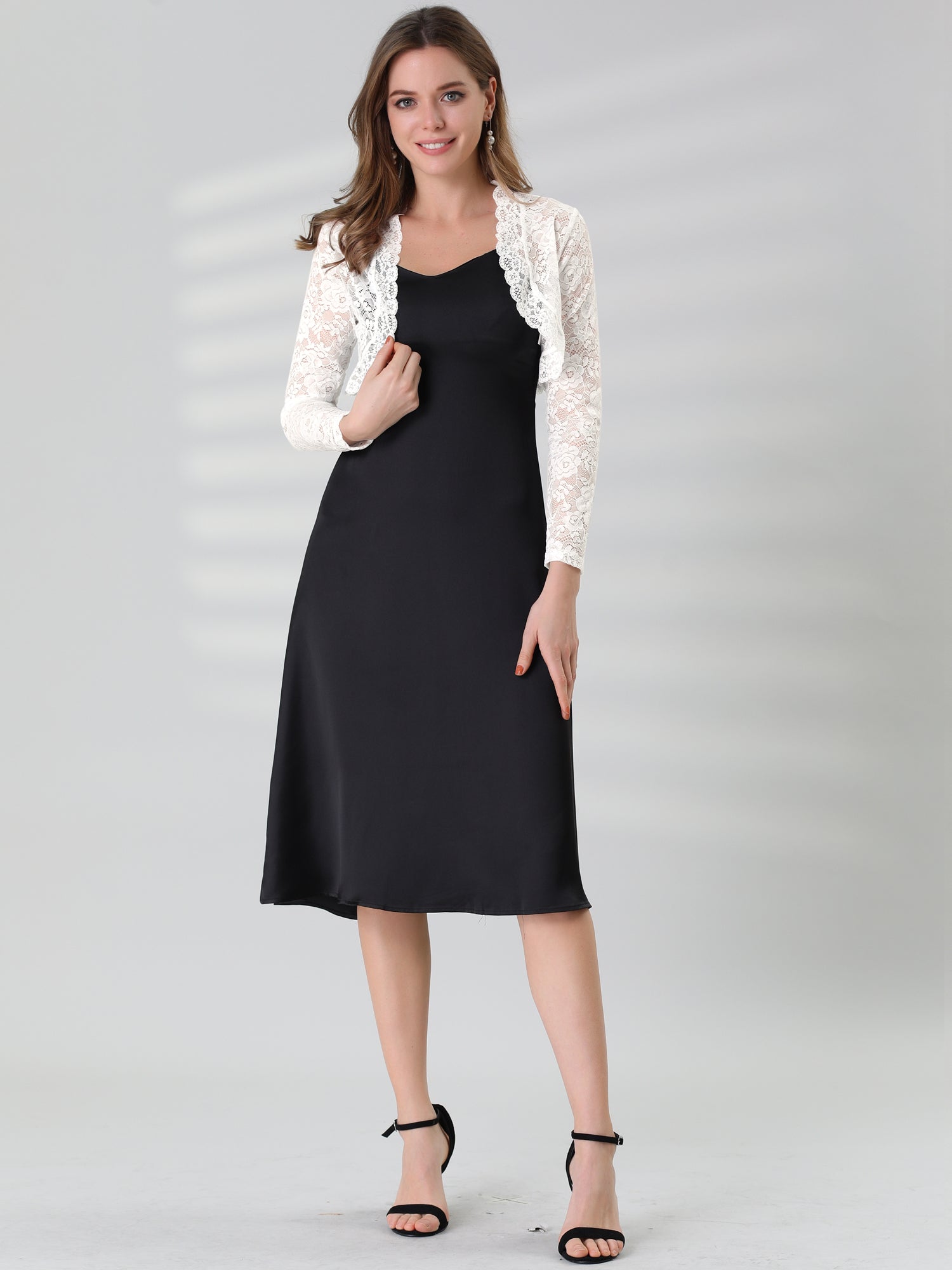 Elegant Sheer Floral Lace Cropped Bolero Shrugs