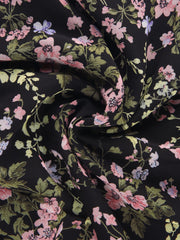 Floral A-line Smocked Waist Tiered Ruffled Chiffon Mini Dress