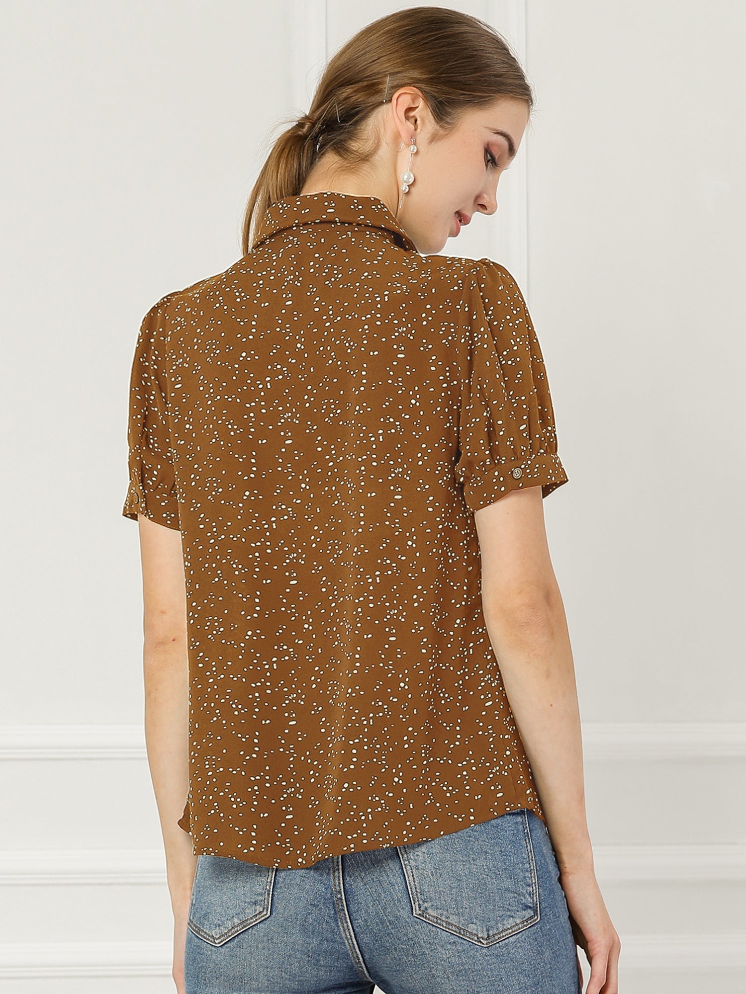 Retro Dots Bow Tie Peter Pan Collar Chiffon Blouse