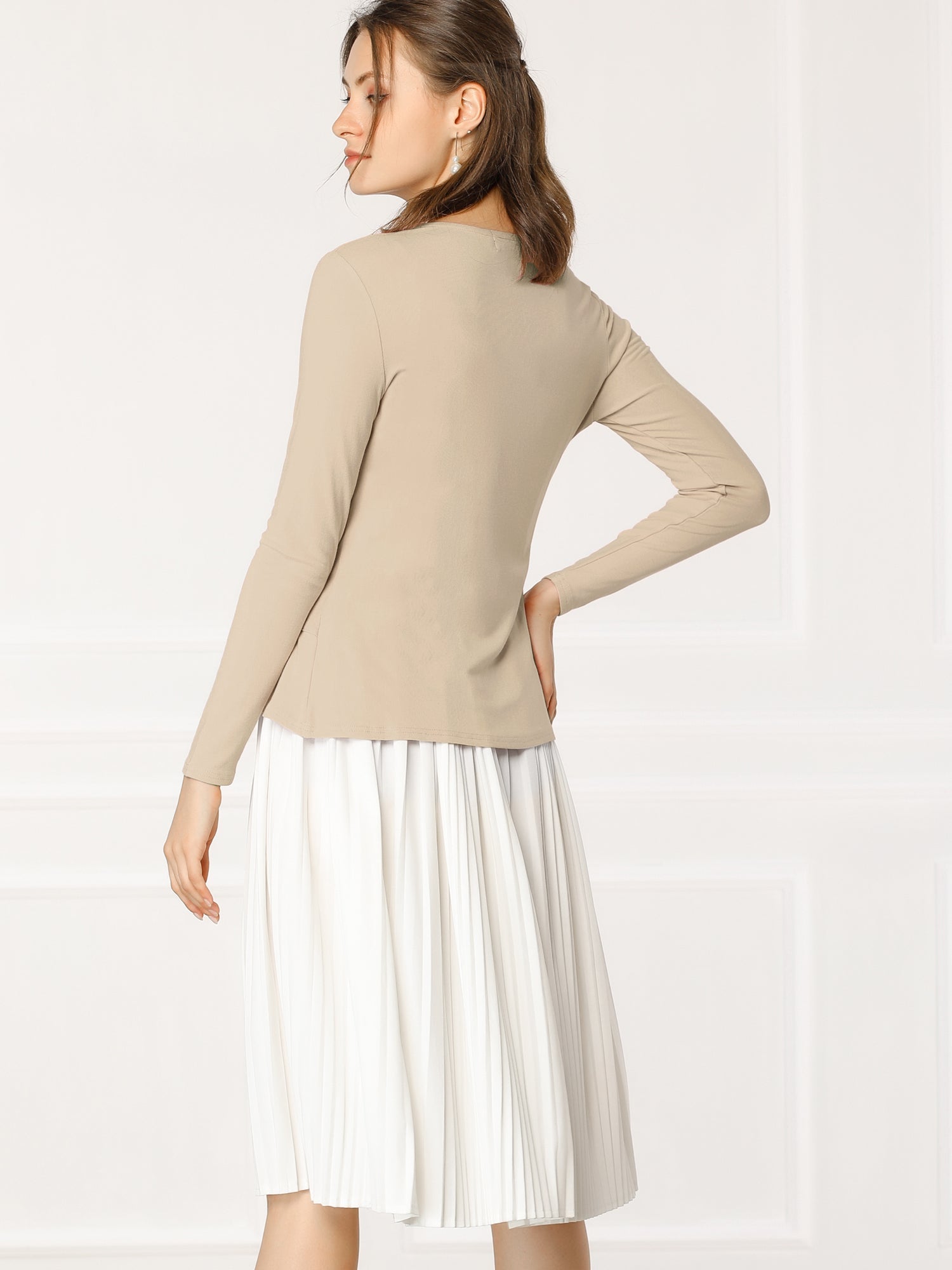 Women's Tie Front Knit Ruffled Long Sleeve Open Cardigan