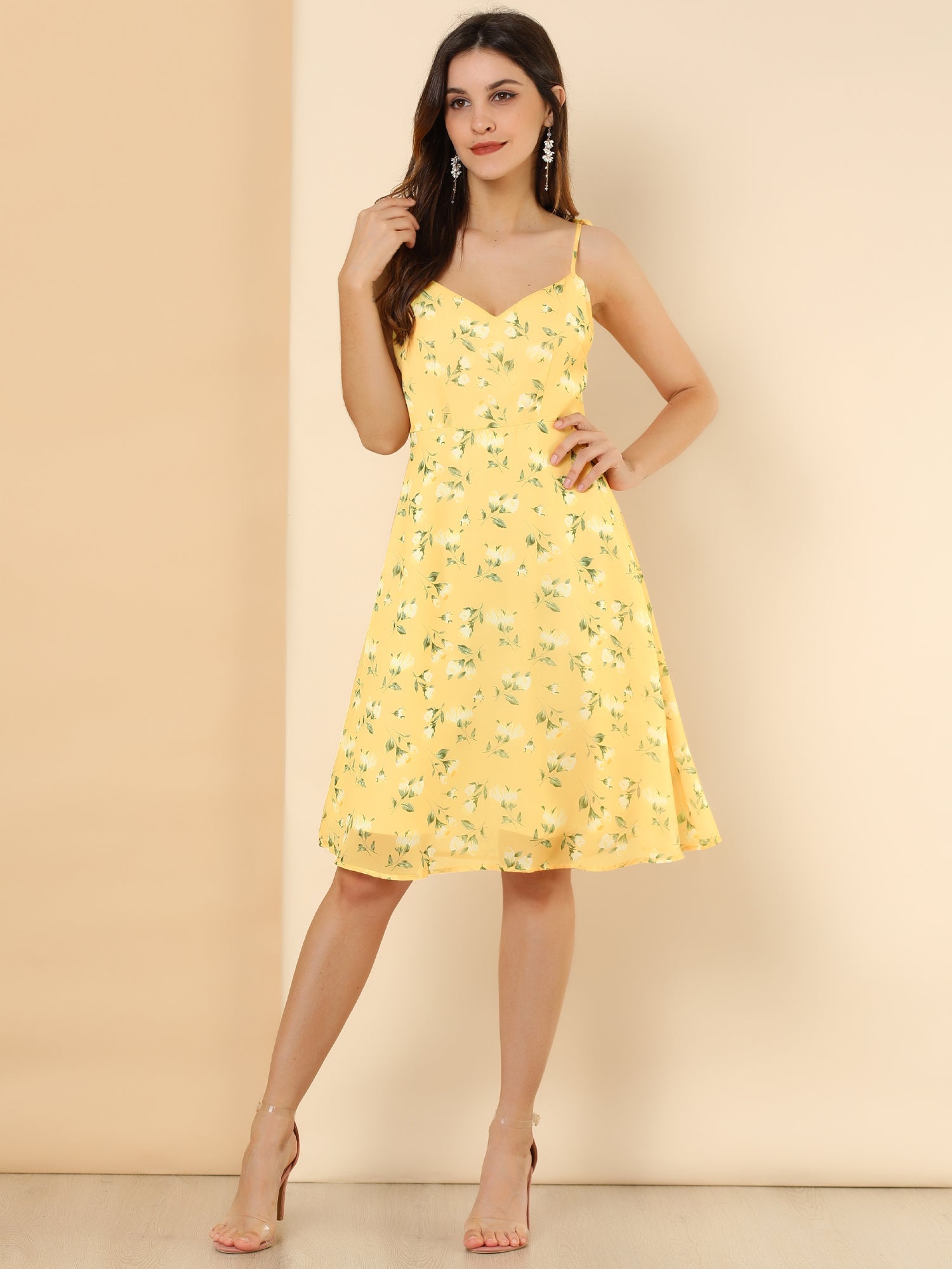 Spaghetti Strap Dress A-Line Smocked Beach Summer Floral Sundress