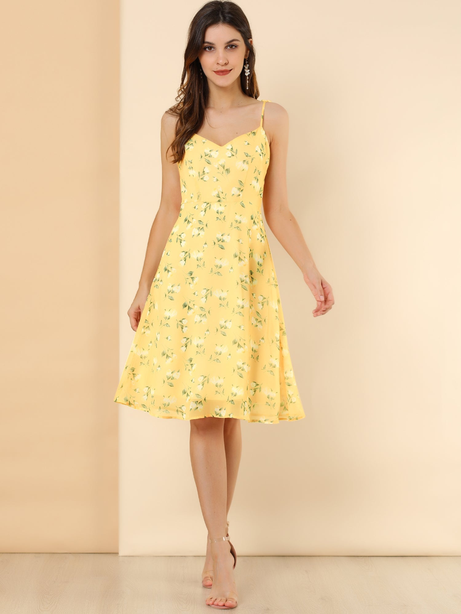 Spaghetti Strap Dress A-Line Smocked Beach Summer Floral Sundress