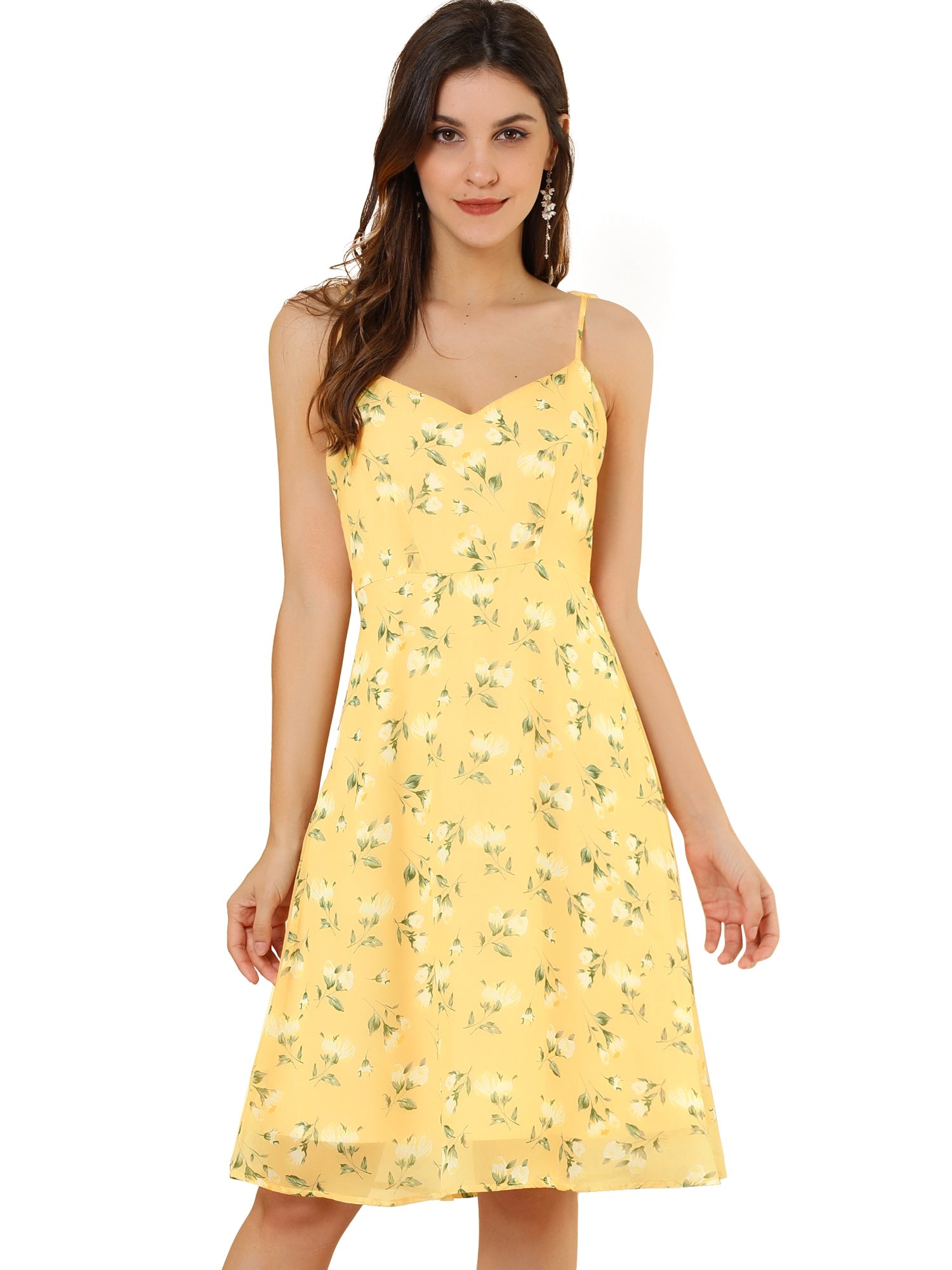 Spaghetti Strap Dress A-Line Smocked Beach Summer Floral Sundress