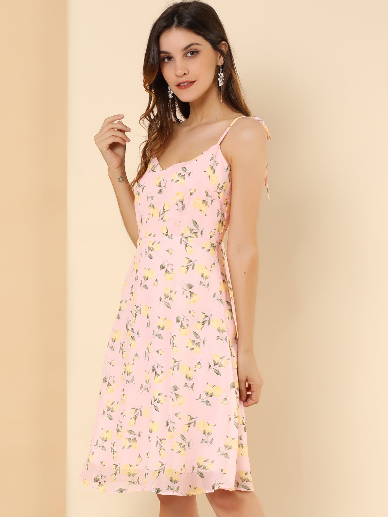 Spaghetti Strap Dress A-Line Smocked Beach Summer Floral Sundress