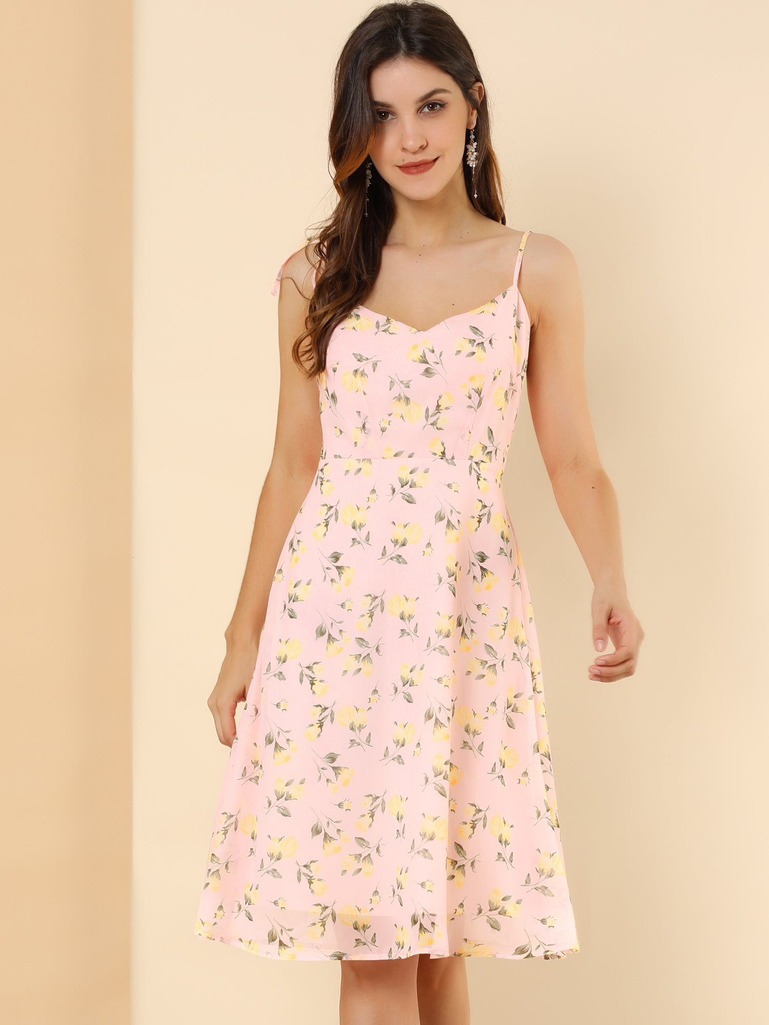 Spaghetti Strap Dress A-Line Smocked Beach Summer Floral Sundress