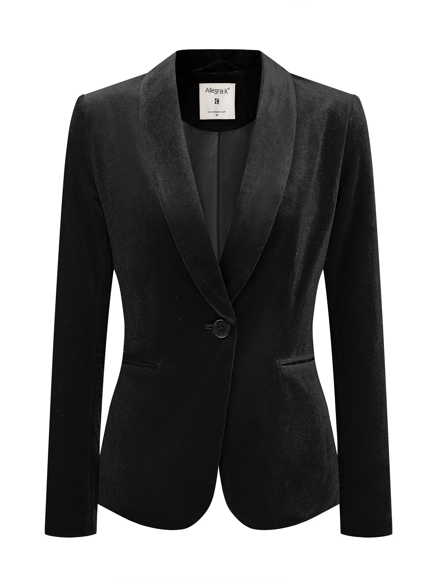Shawl Collar Single Button Velvet Solid Office Work Jacket Blazer