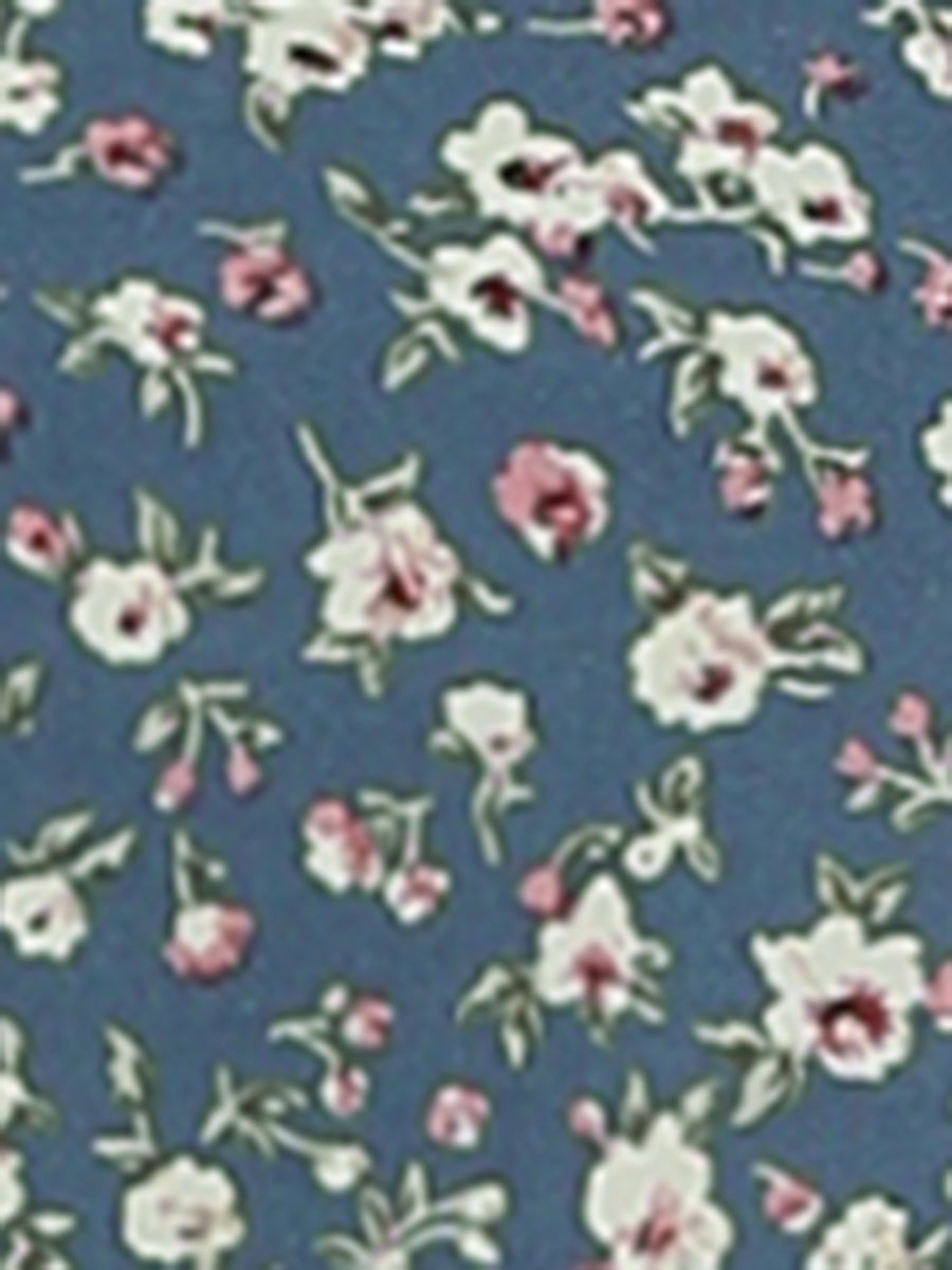 Floral Crew Neck Ruched Sleeve Casual Blouse