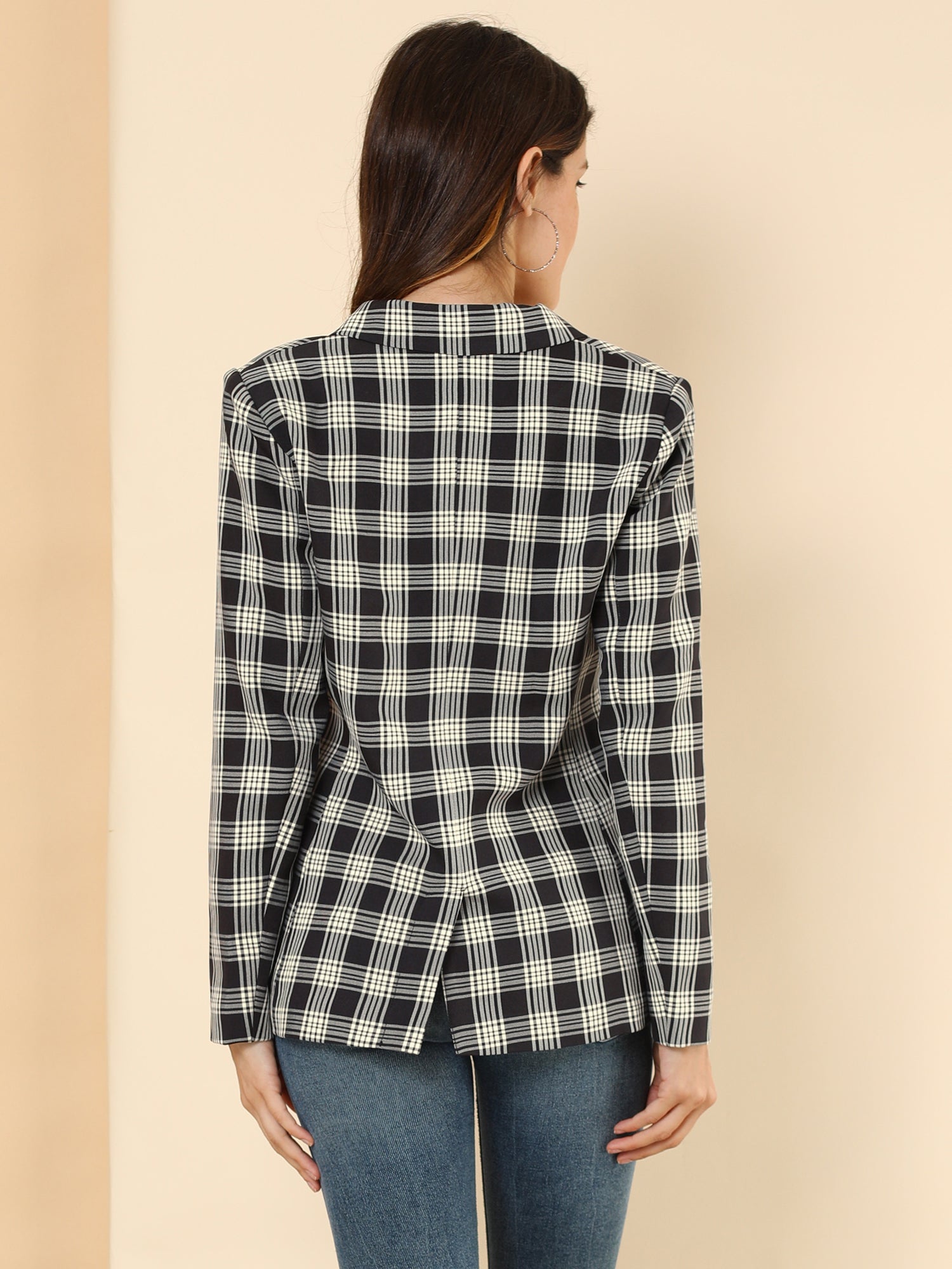 Notched Lapel Double Breasted Work Formal Blazer