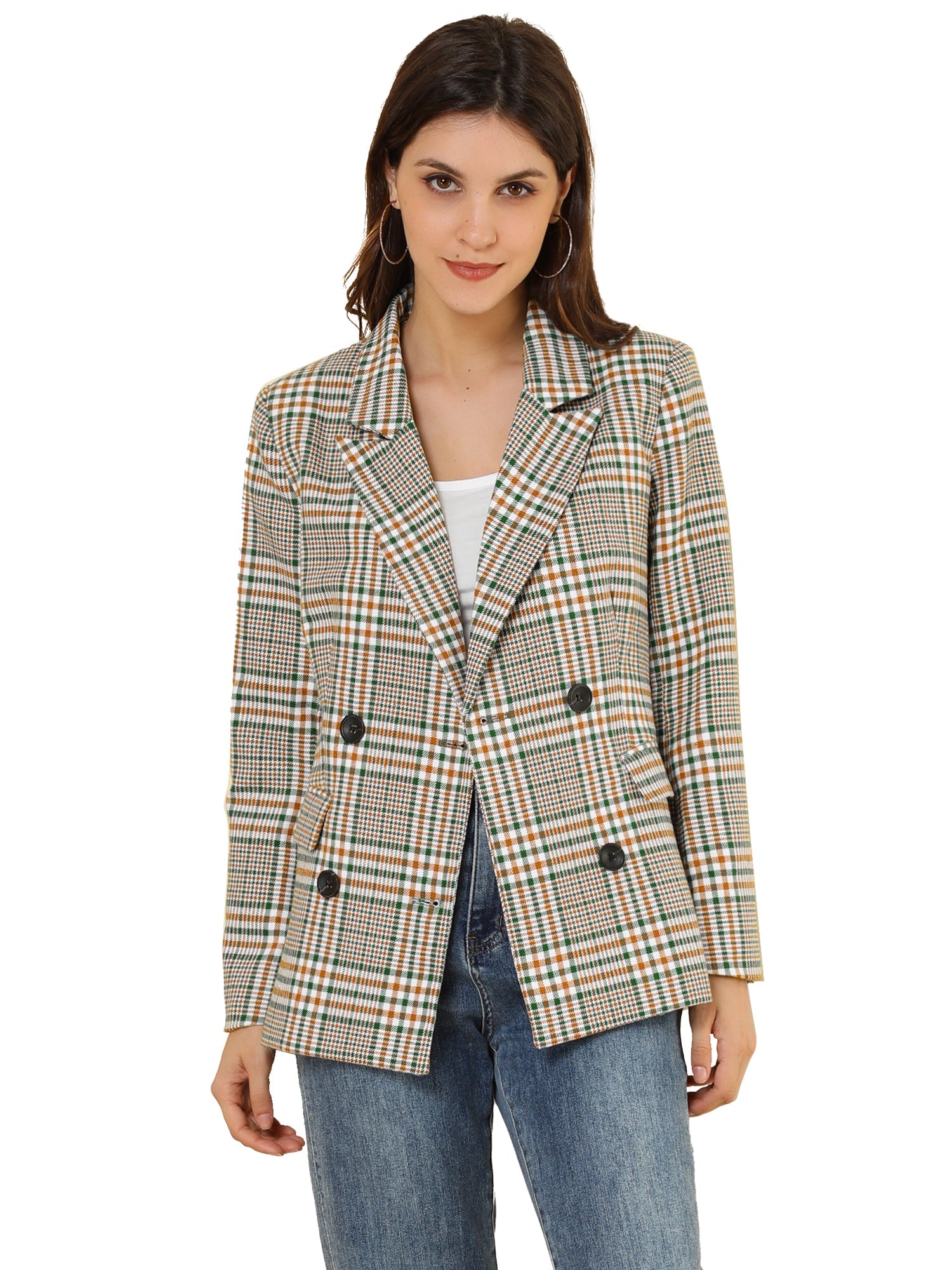 Notched Lapel Double Breasted Work Formal Blazer