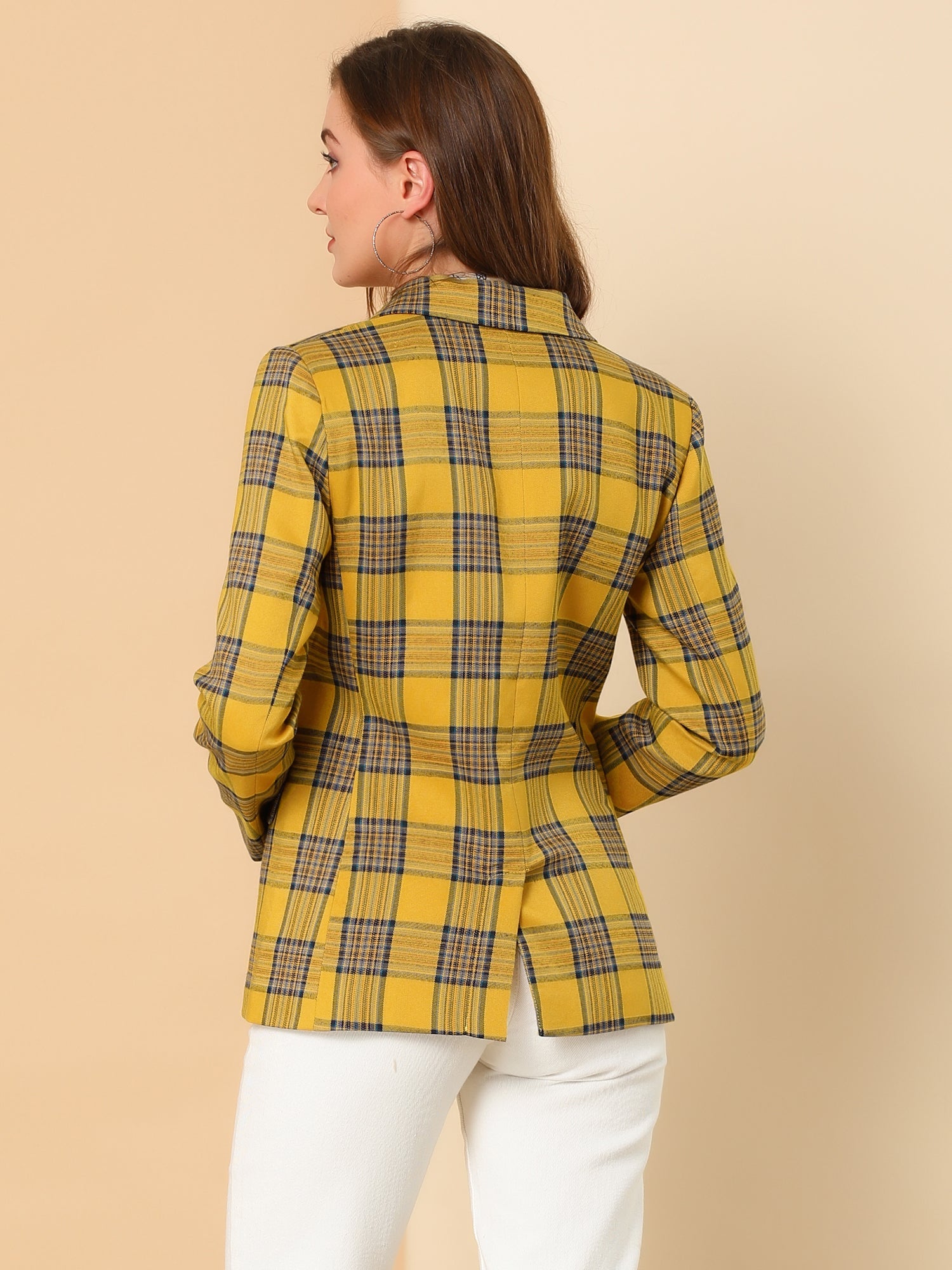 Notched Lapel Double Breasted Work Formal Blazer