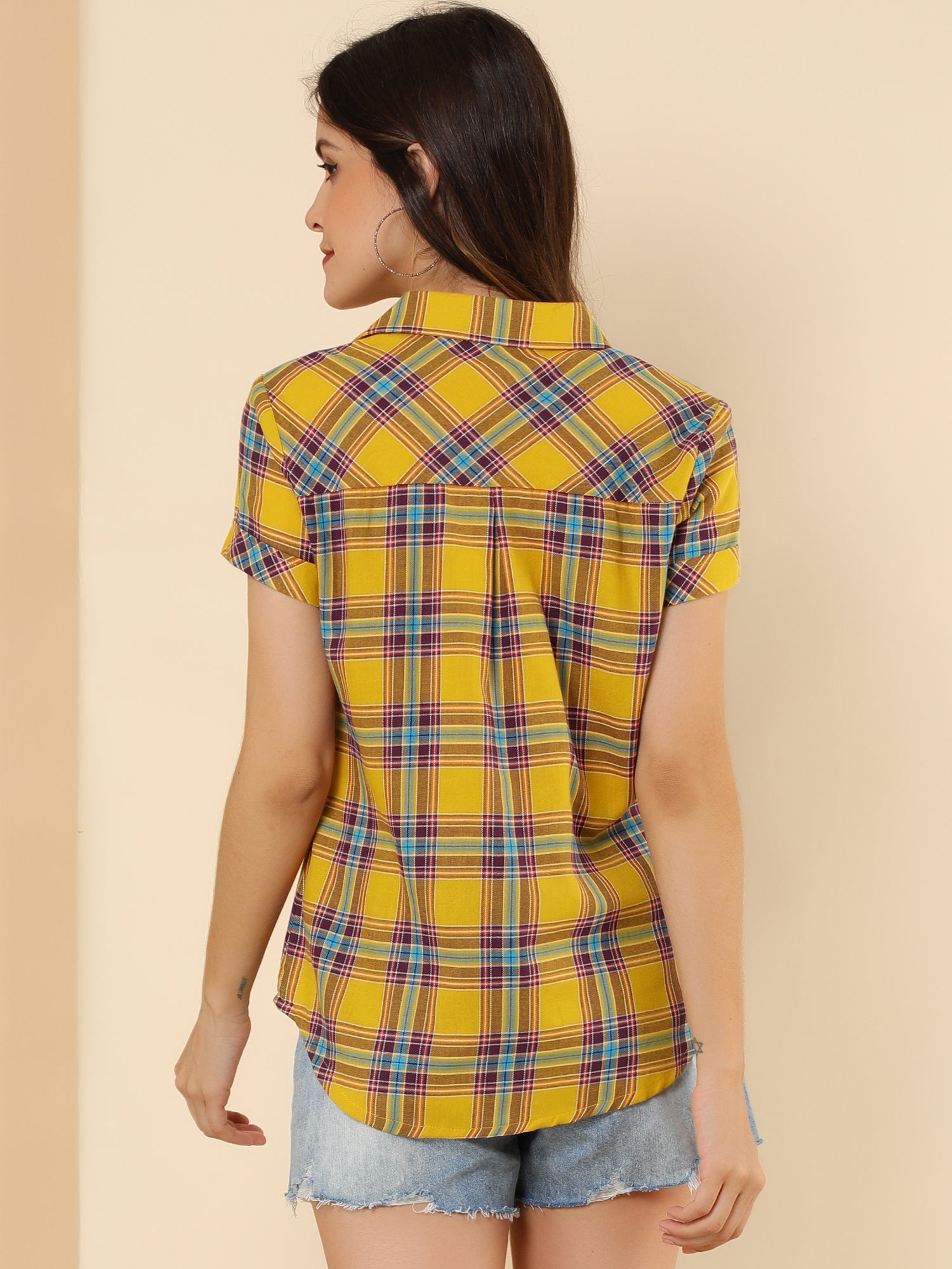 Classic Plaid Button Down Short Sleeve Shirt