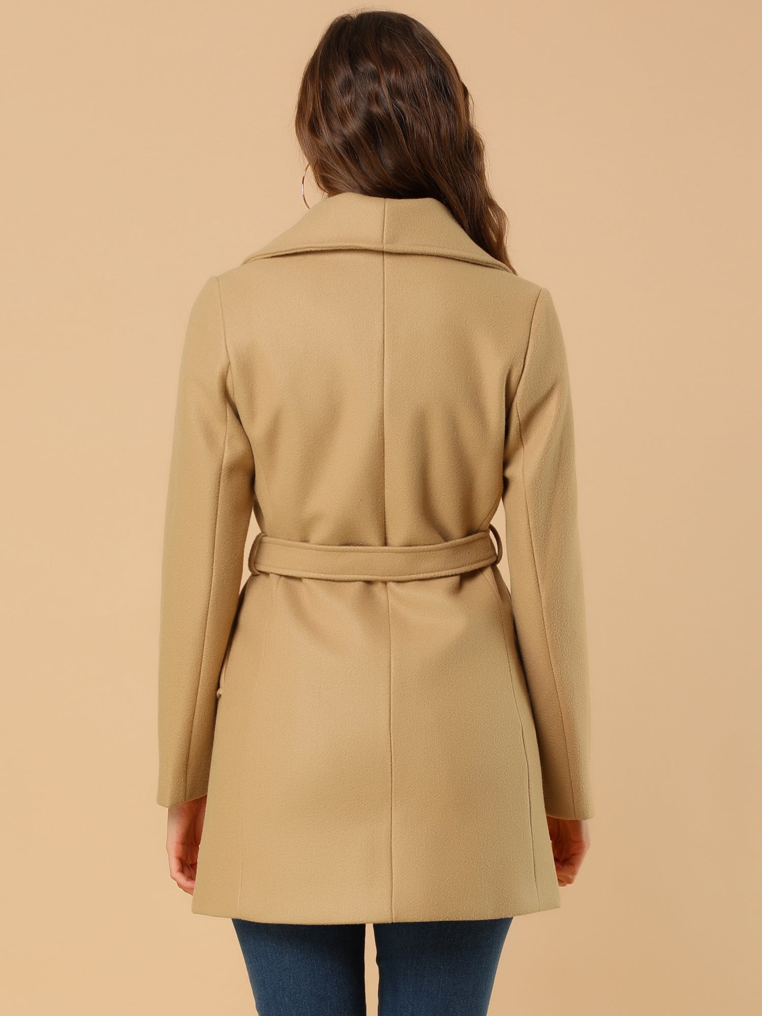 Shawl Collar Single Breasted Winter Long Belted Coat